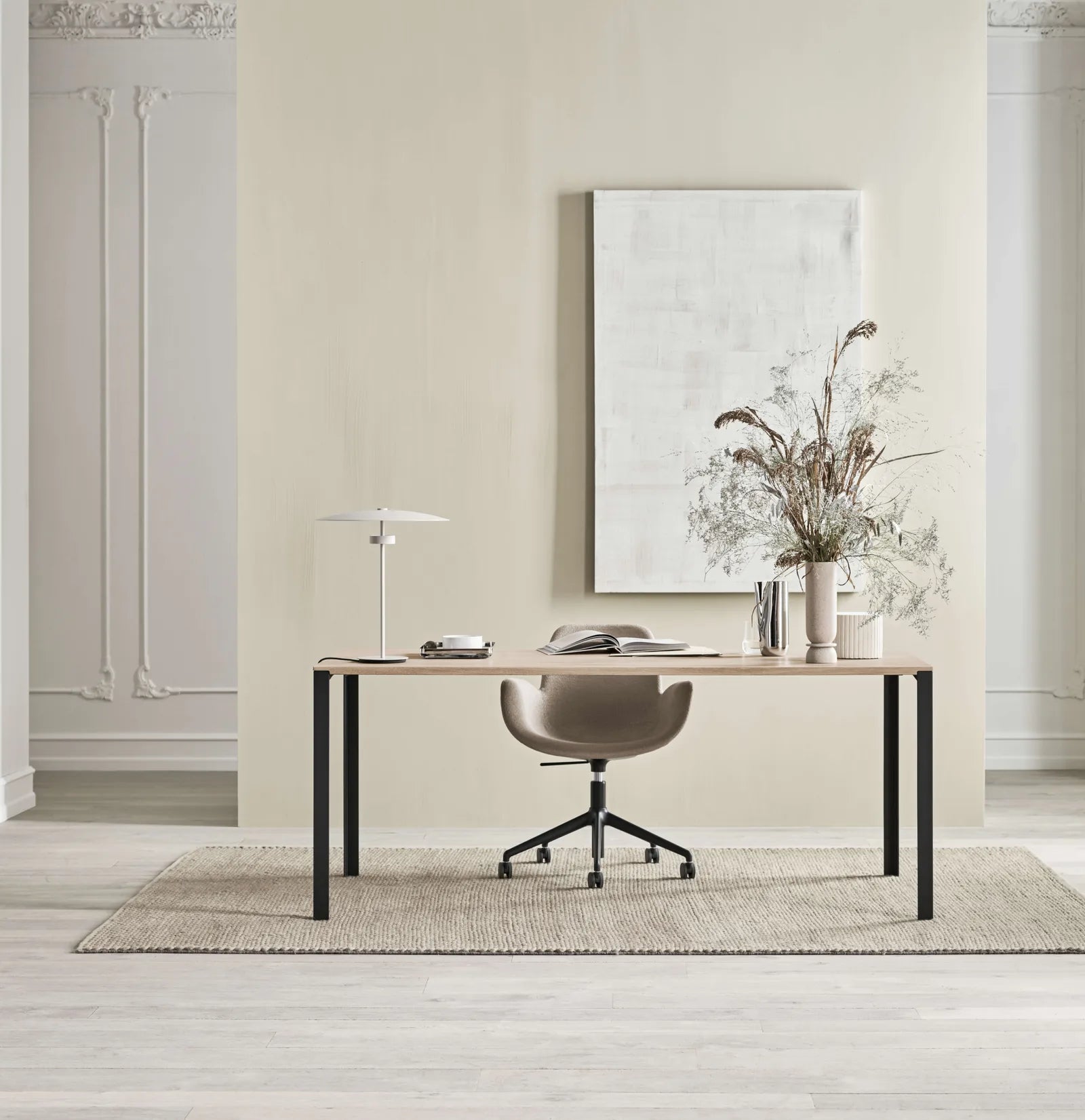 Stůl LINK šedé dubové dřevo se šedým podstavcem