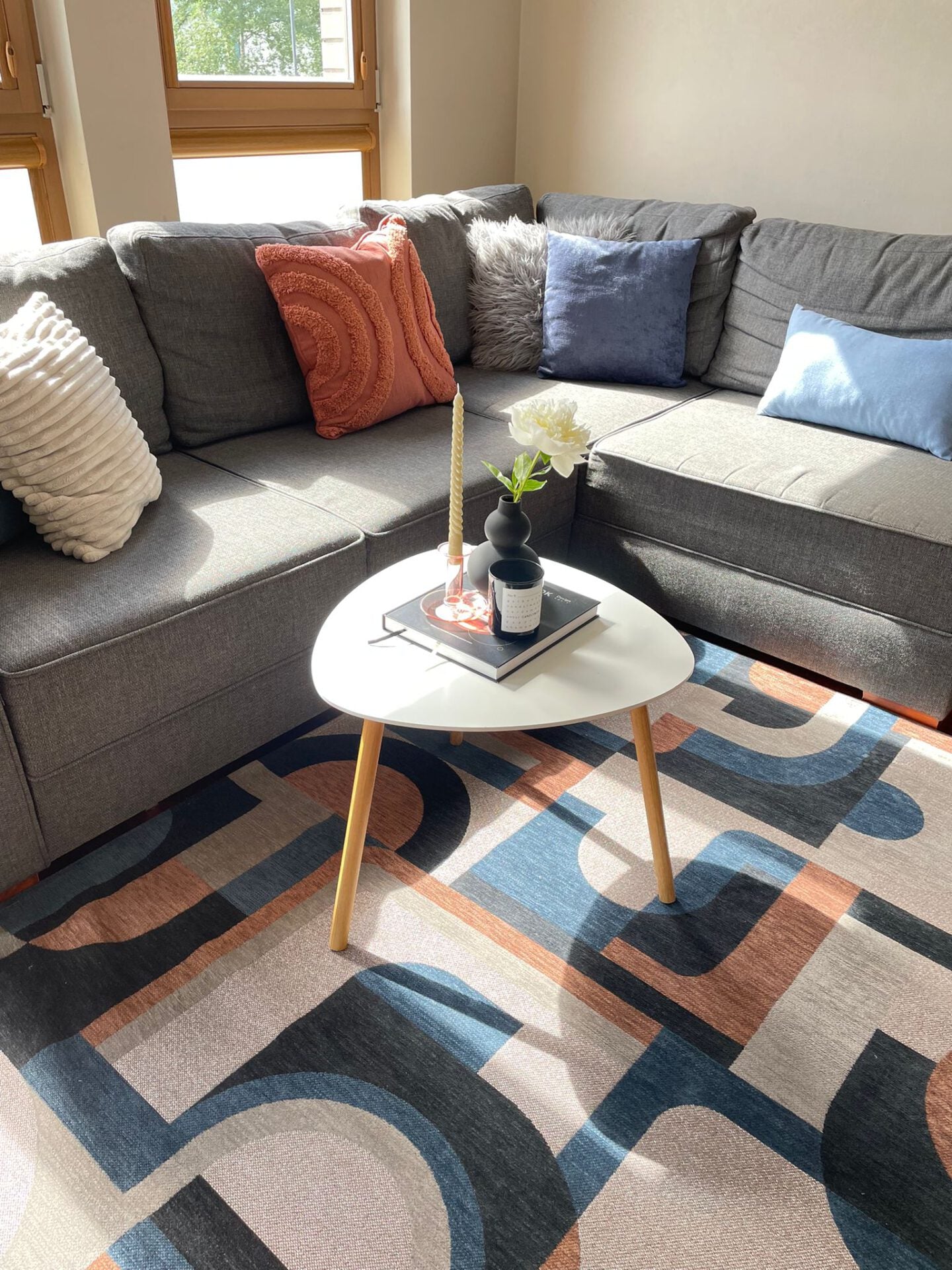 Kulatý koberec MODULE CAMEL BLUE béžovo-modrý