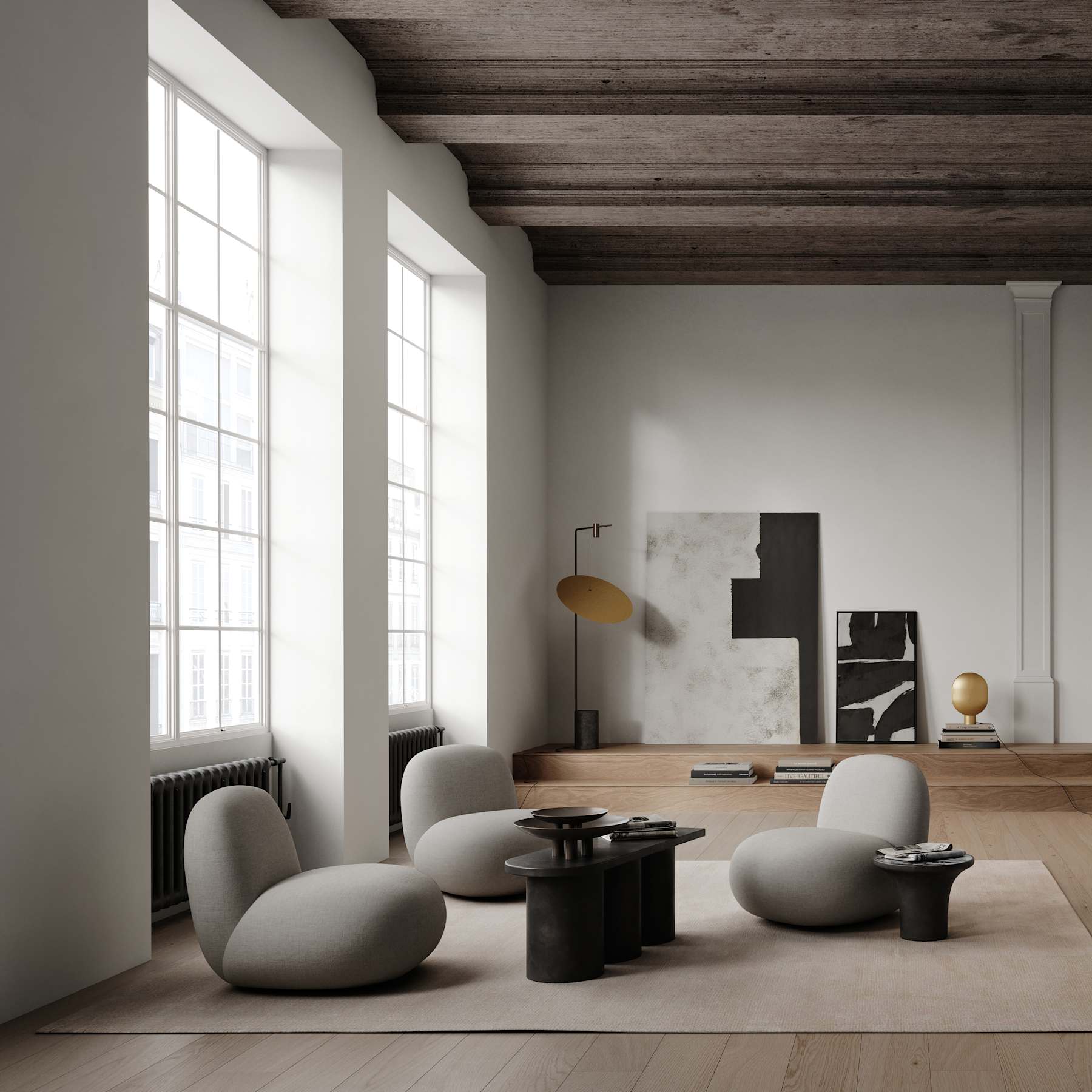 Křeslo bez opěrek TOE FLAT šedé