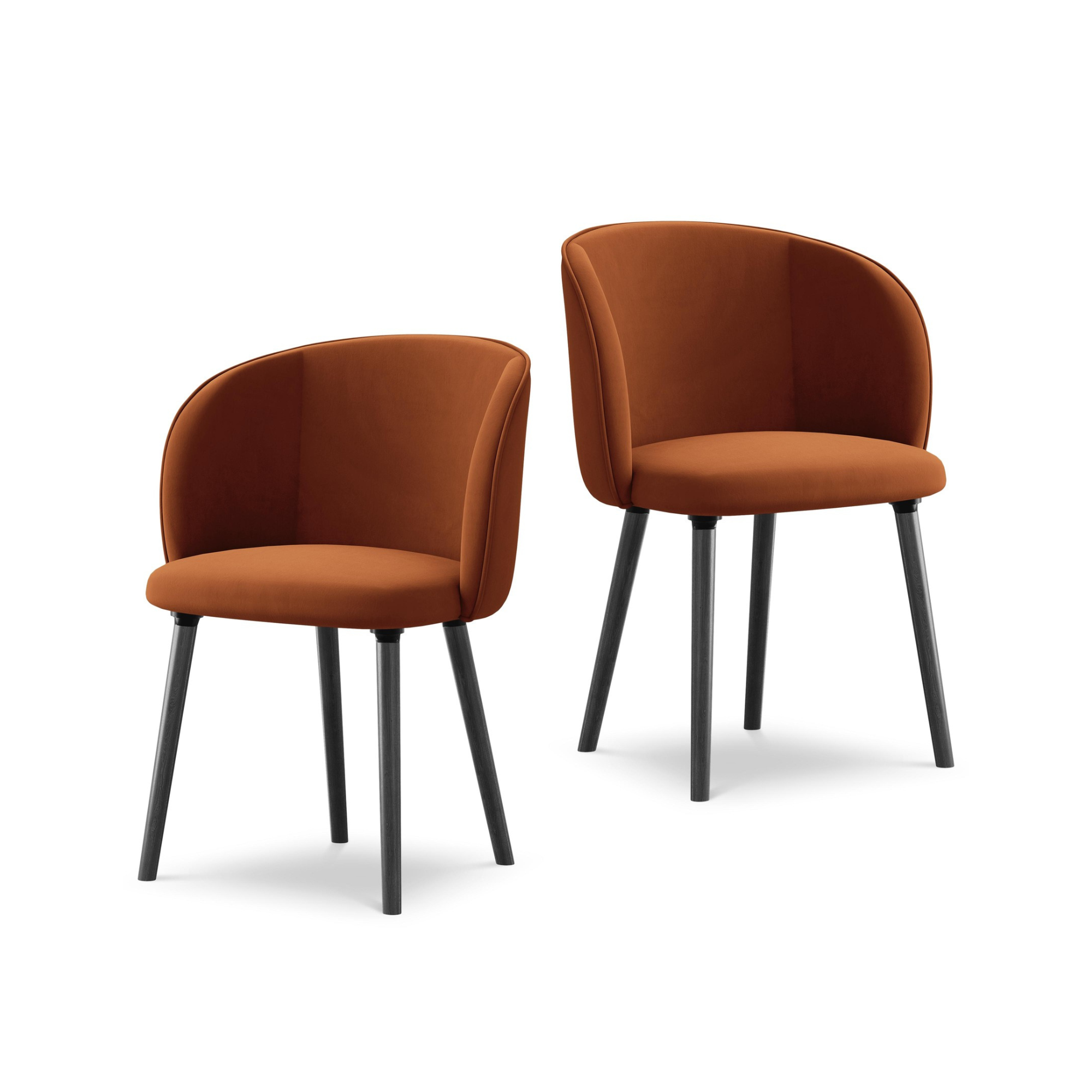 Velvet Chair MAIA Terracotta with Black Oak Base