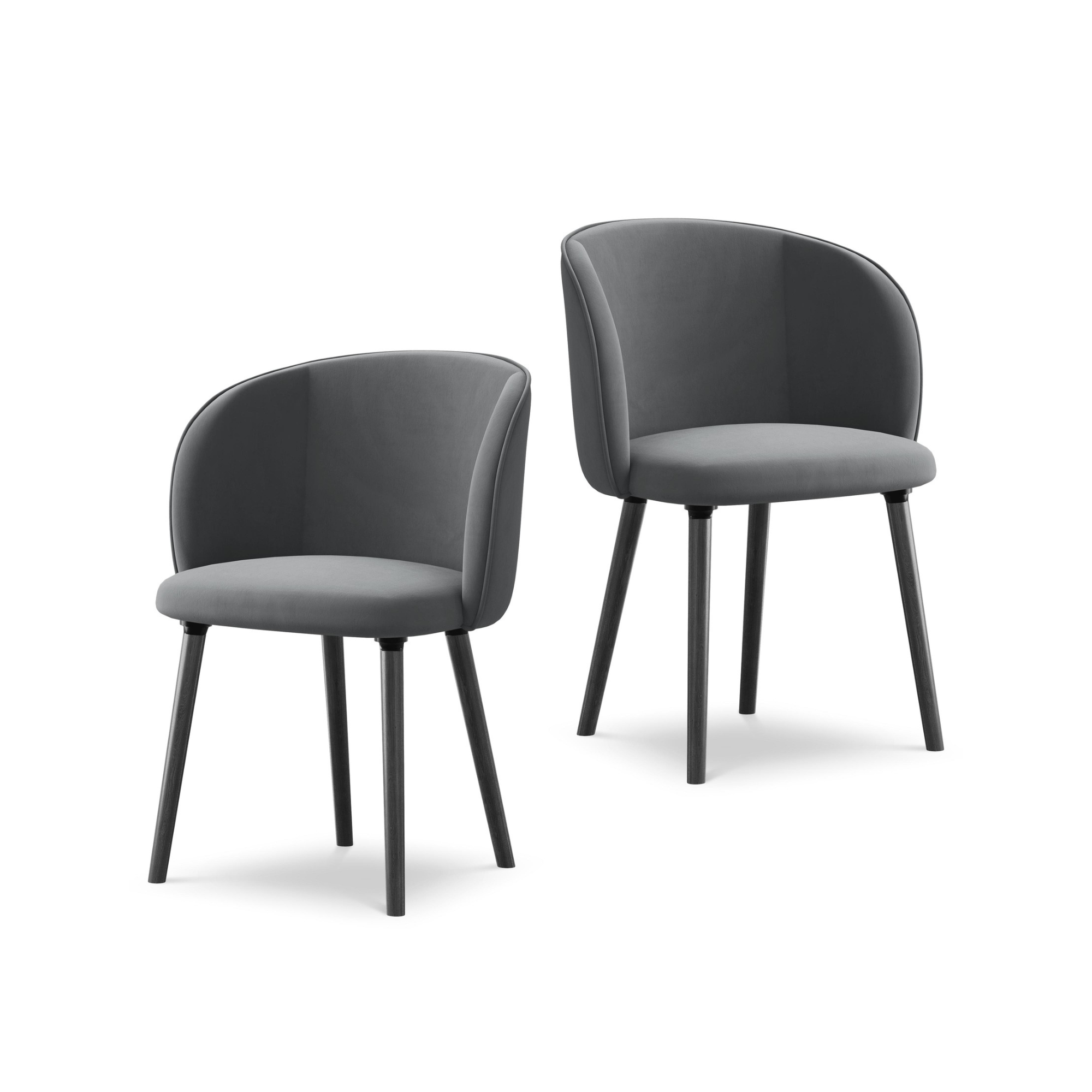 Velvet Chair MAIA Steel Gray with Black Oak Base