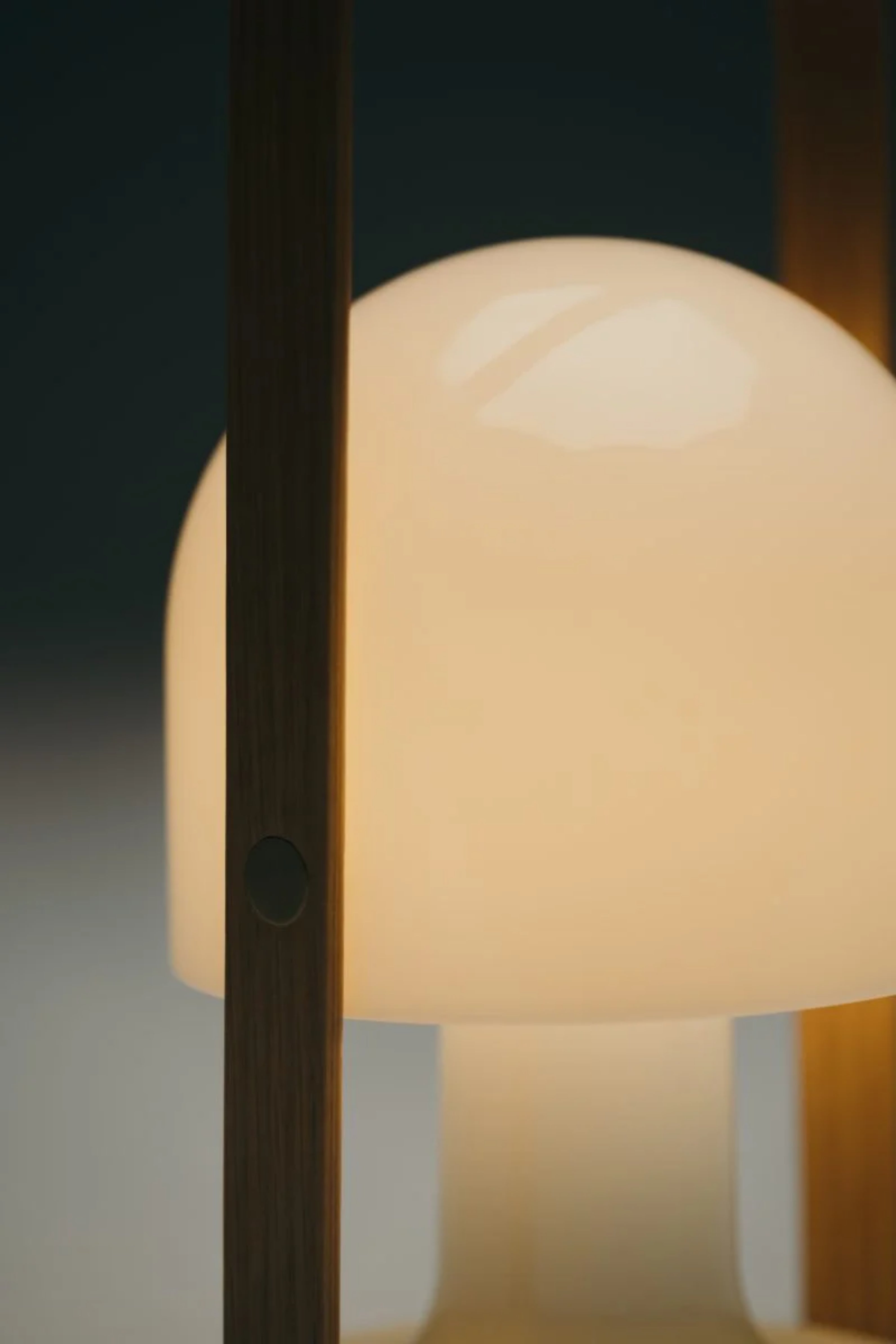 Přenosná lampa FOLLOWME bílá s hnědým detailem