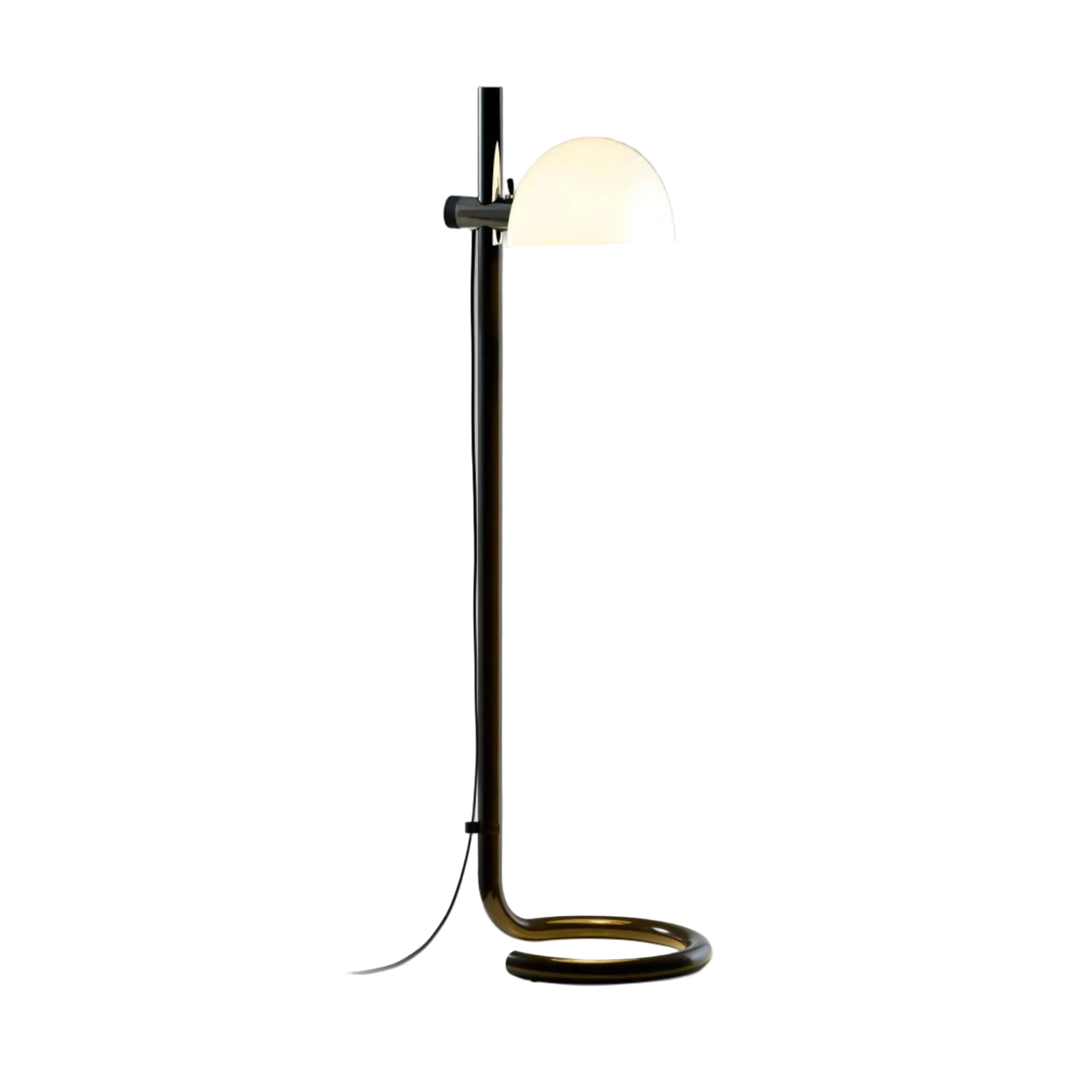 Lampa podłogowa LAURO biały klosz z ciemnobrązową podstawą