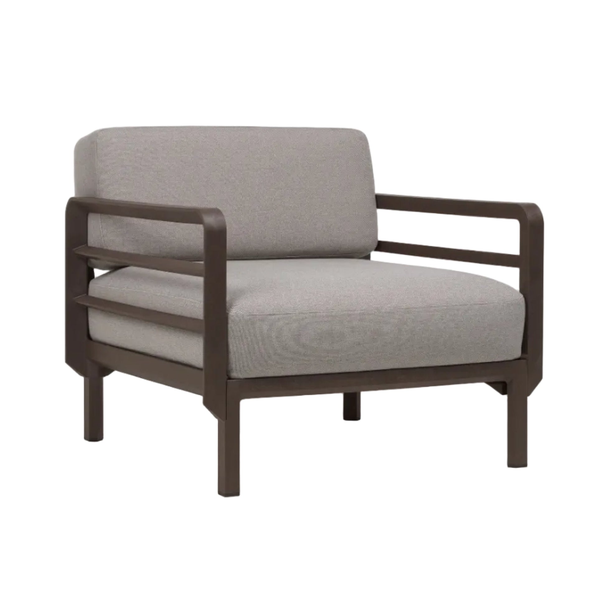 MAXIMO Outdoor Armchair in Gray with Brown Base