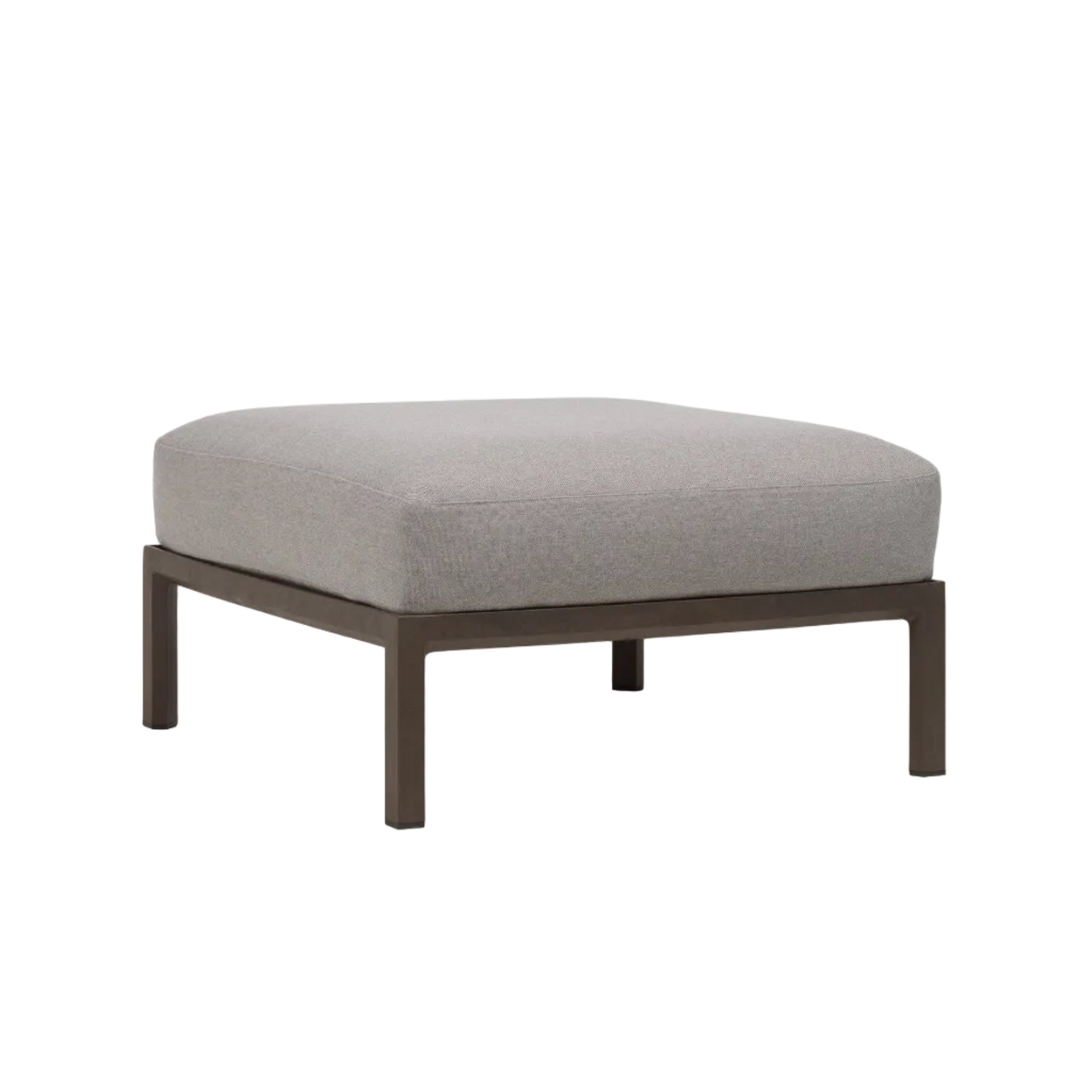 MAXIMO Outdoor Pouf in Gray with Brown Base