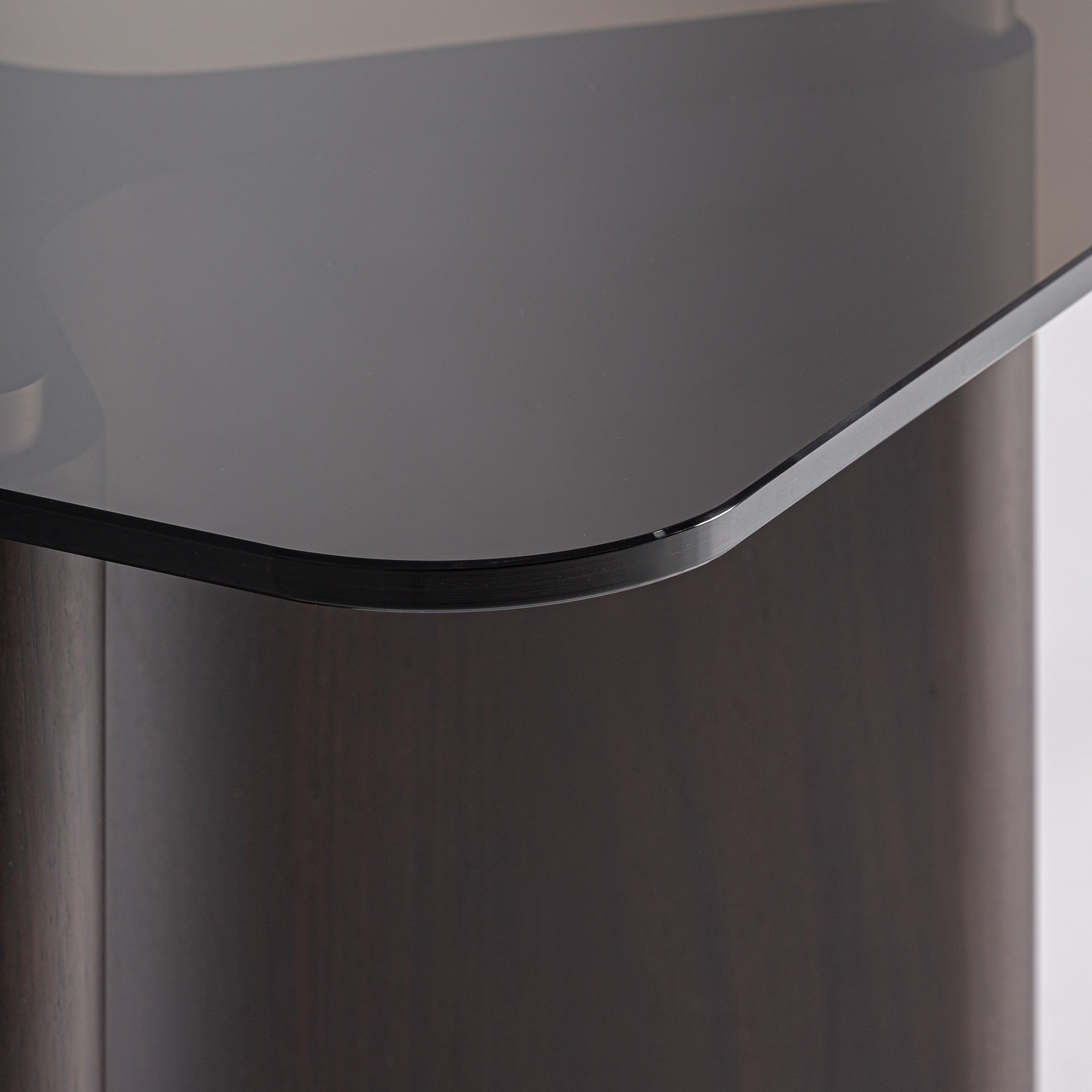 BRANSBY Side Table in Dark Ash Wood with Glass Top