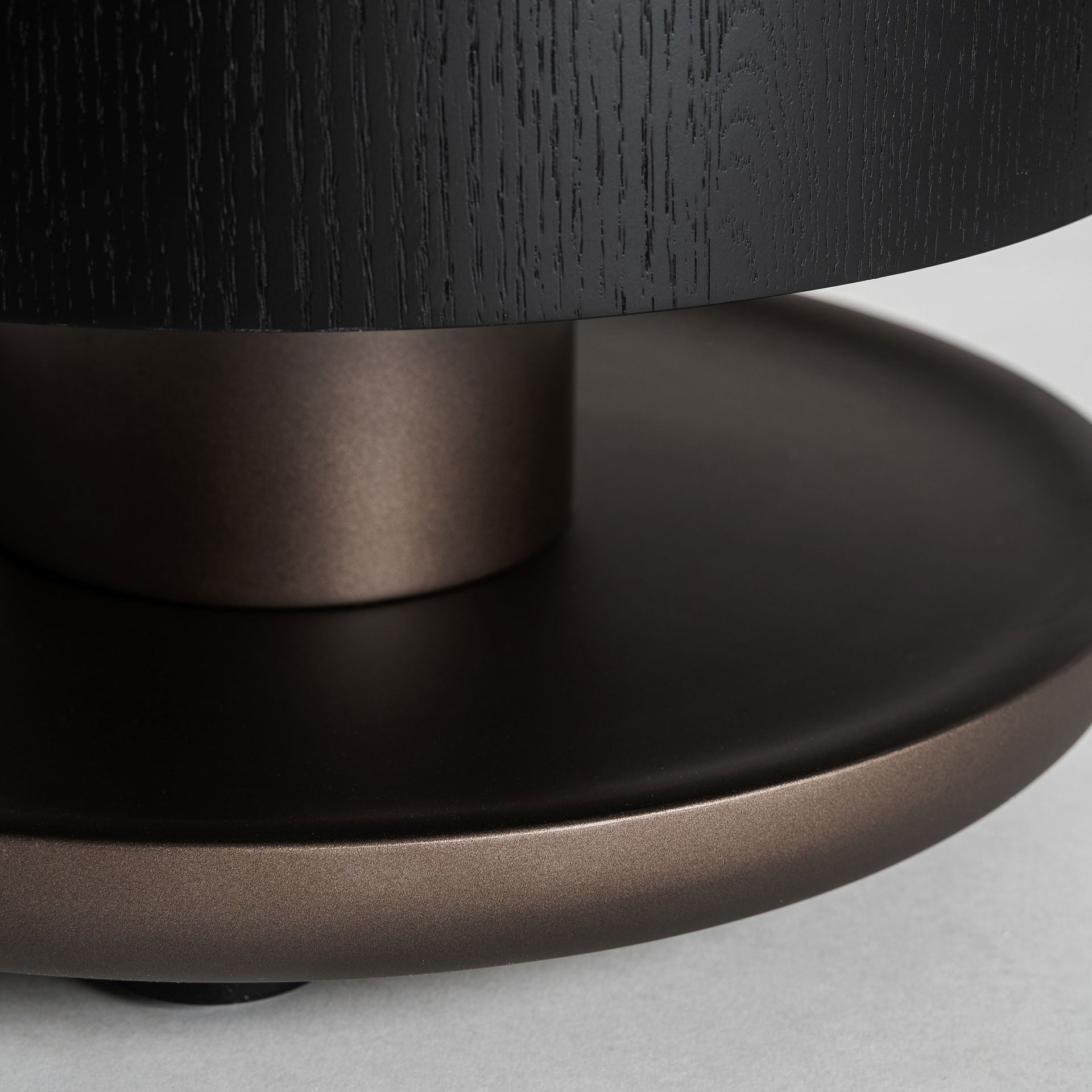 BREIL Black Side Table with Oak Veneer and White Ceramic Top