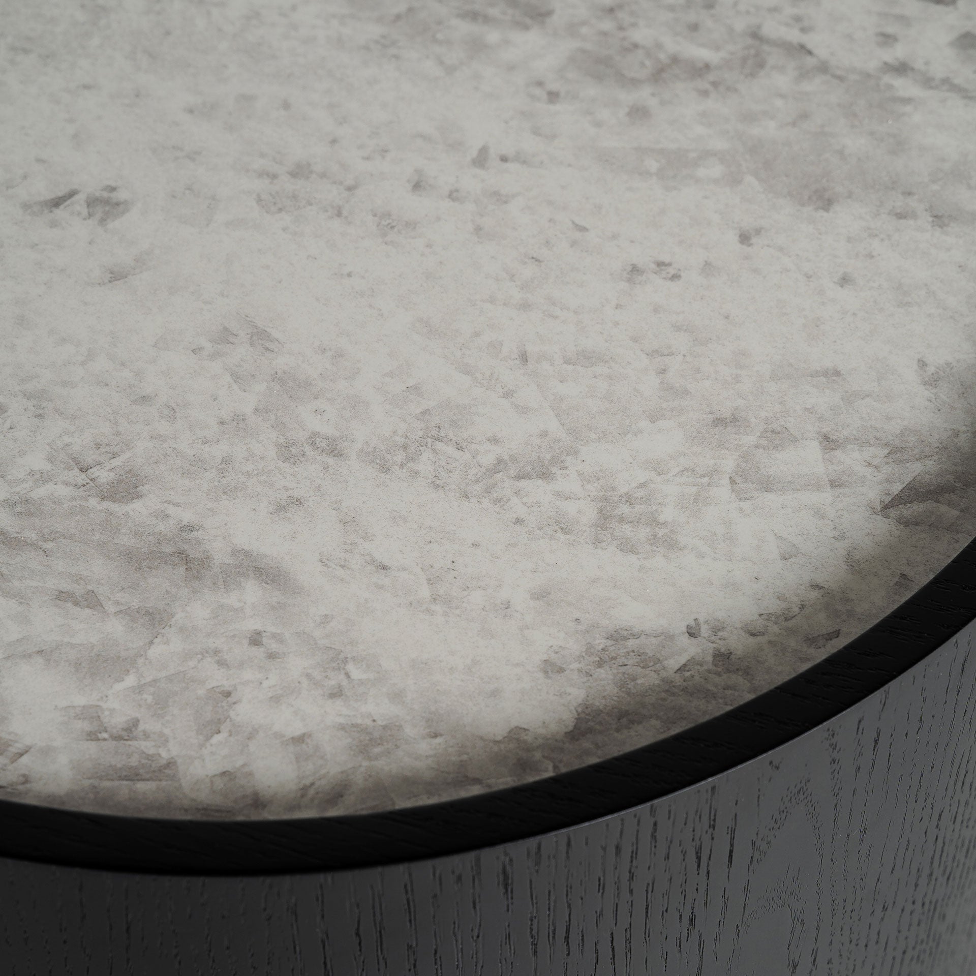 BREIL Black Side Table with Oak Veneer and White Ceramic Top