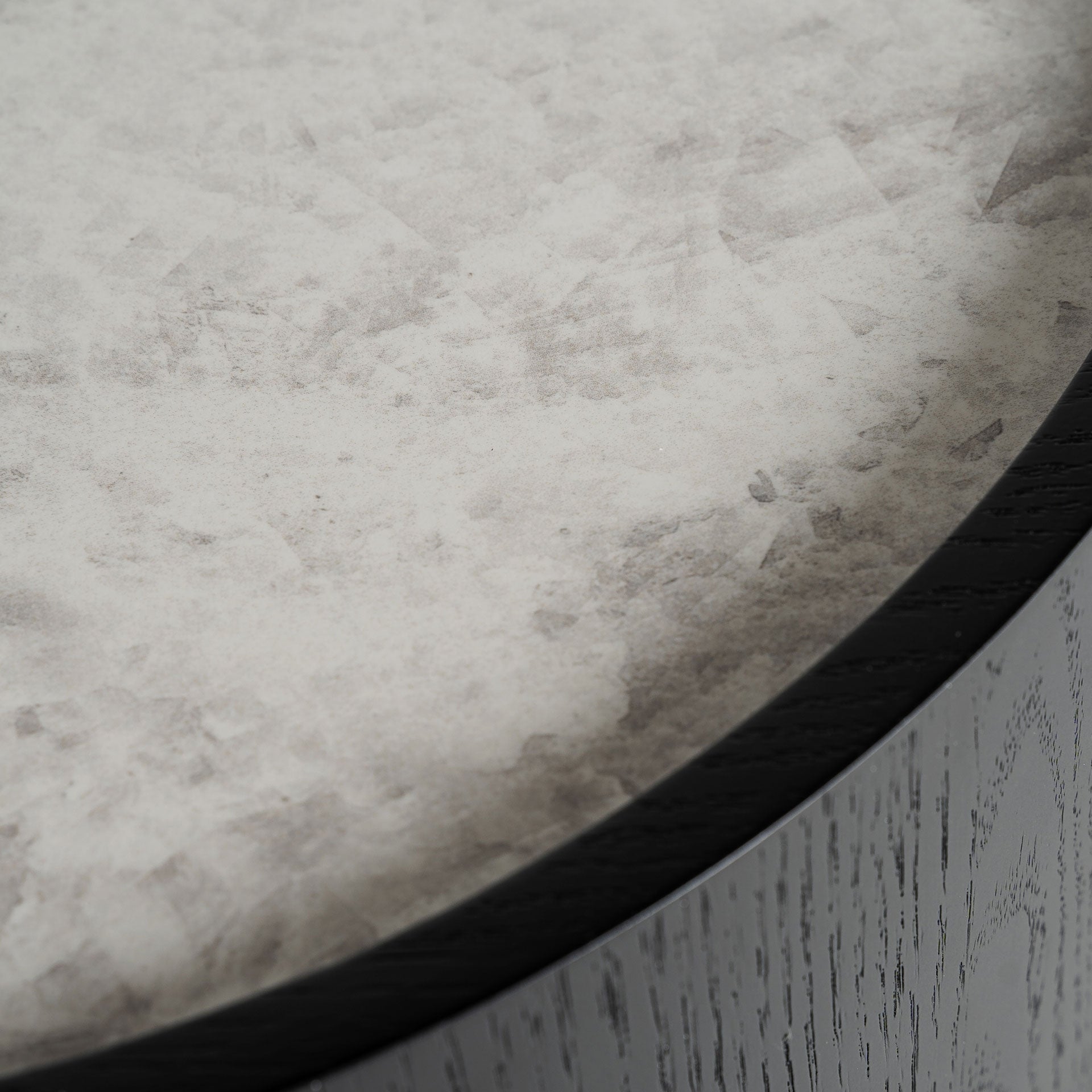 BREIL Black Side Table with Oak Veneer and White Ceramic Top