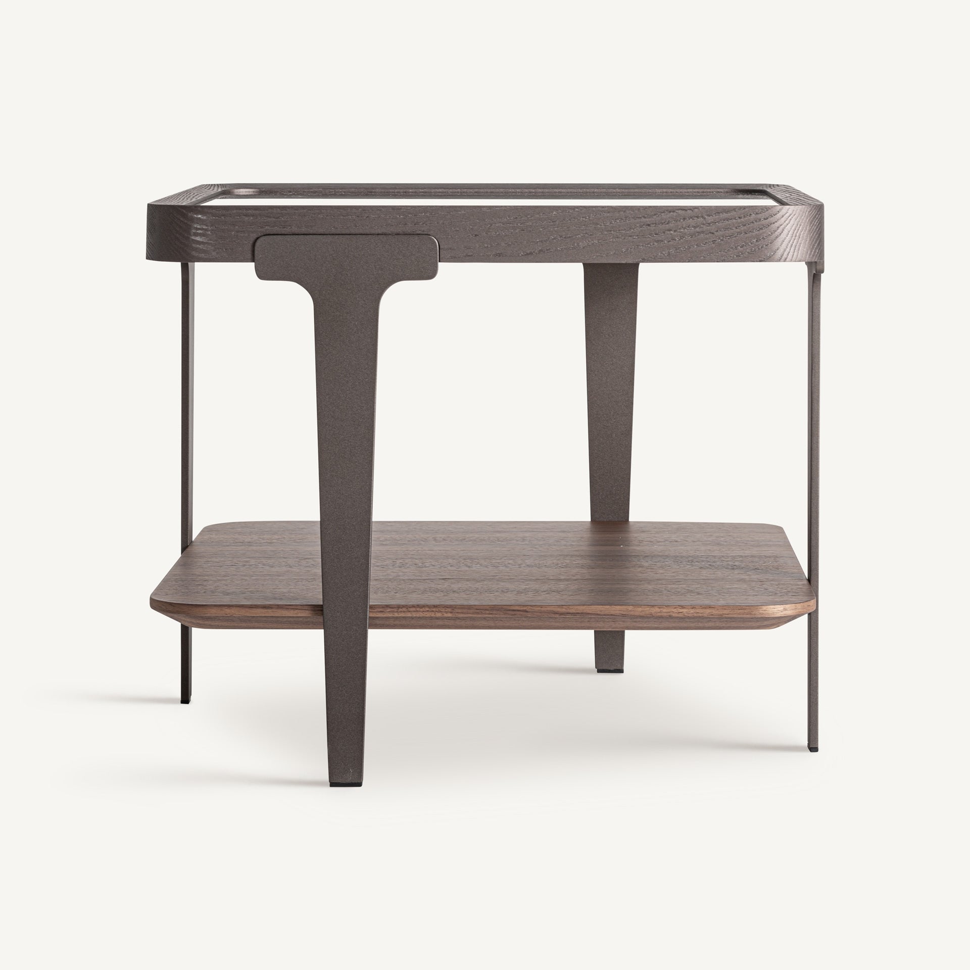 GEHOFEN Side Table in Ash Wood with Glass Top