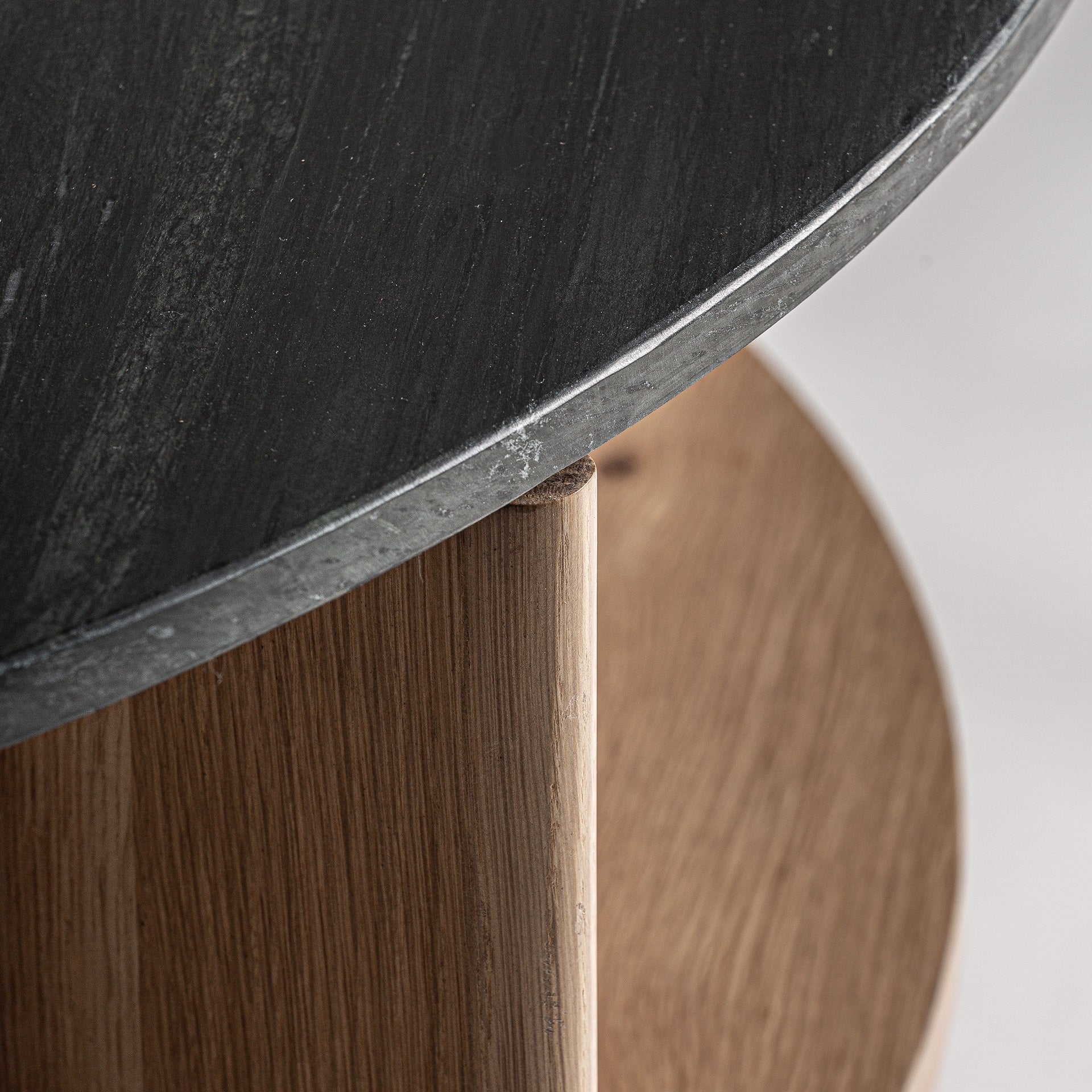 NARA Coffee Table in Oak Wood with Black Travertine Top