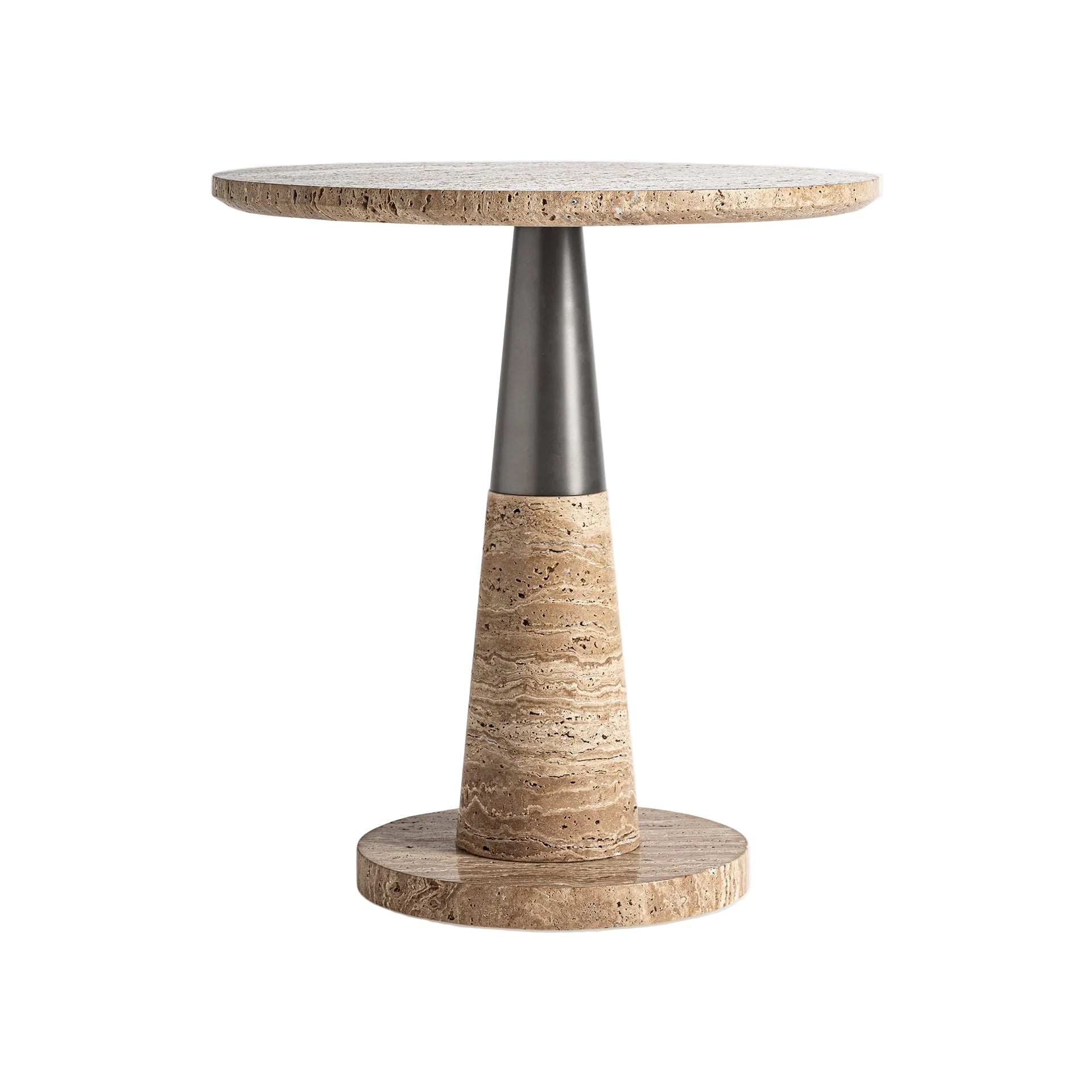 RUST Side Table Beige Marble with Metal Finish