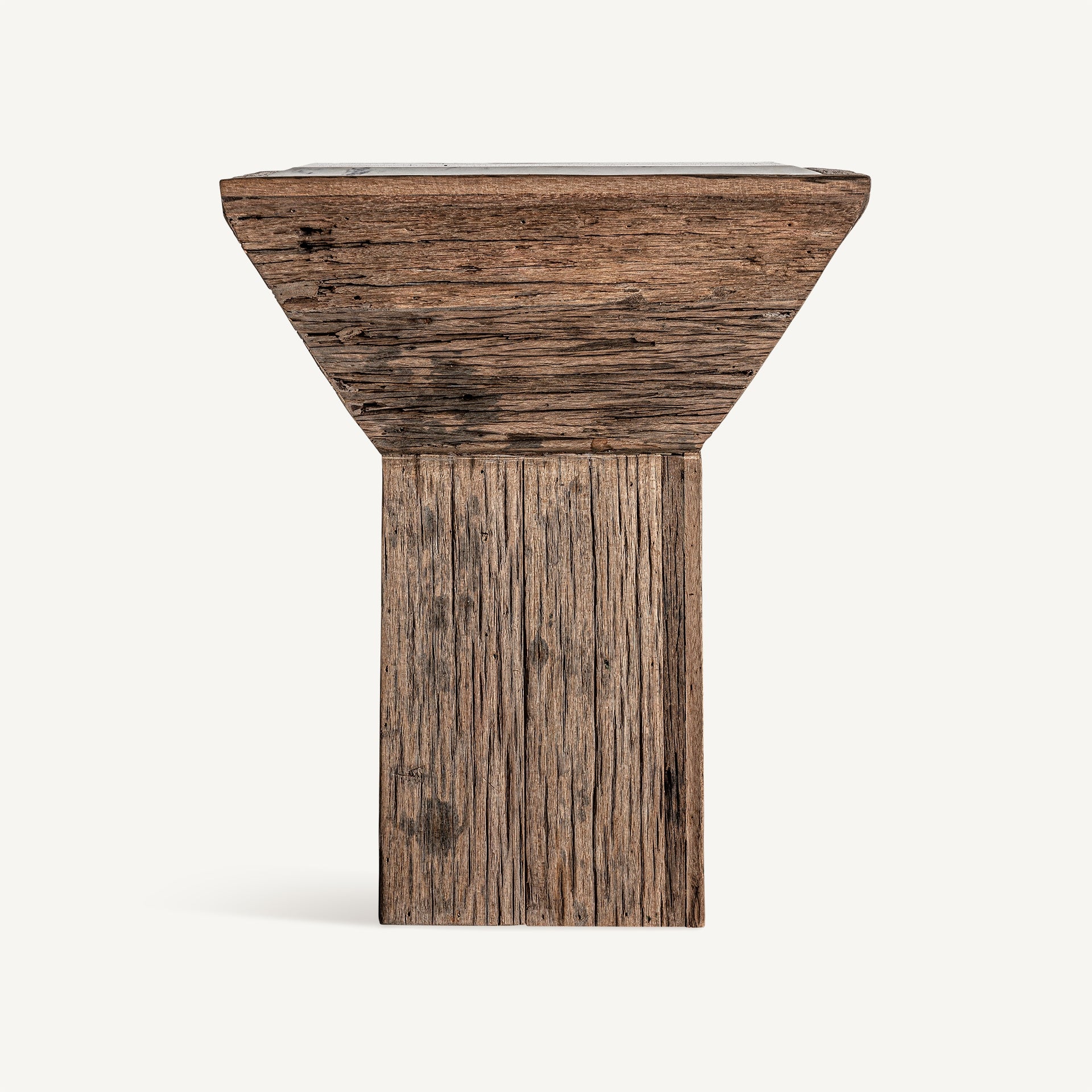SAMSUN Side Table Recycled Pine Wood with Marble Top