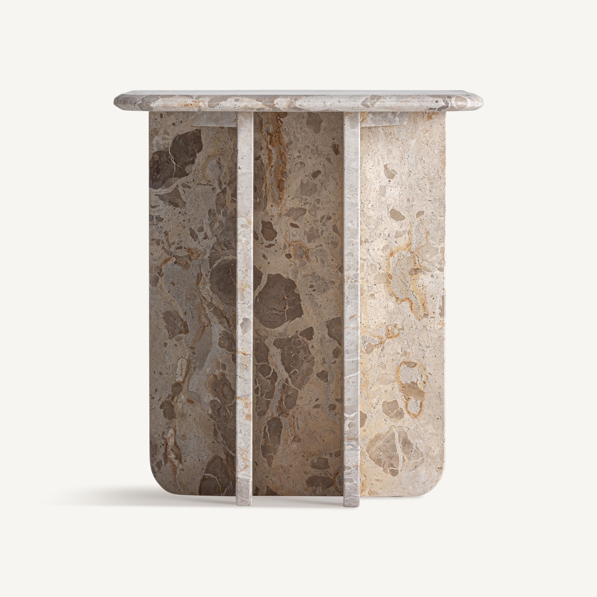 SWALMEN Side Table Beige Marble