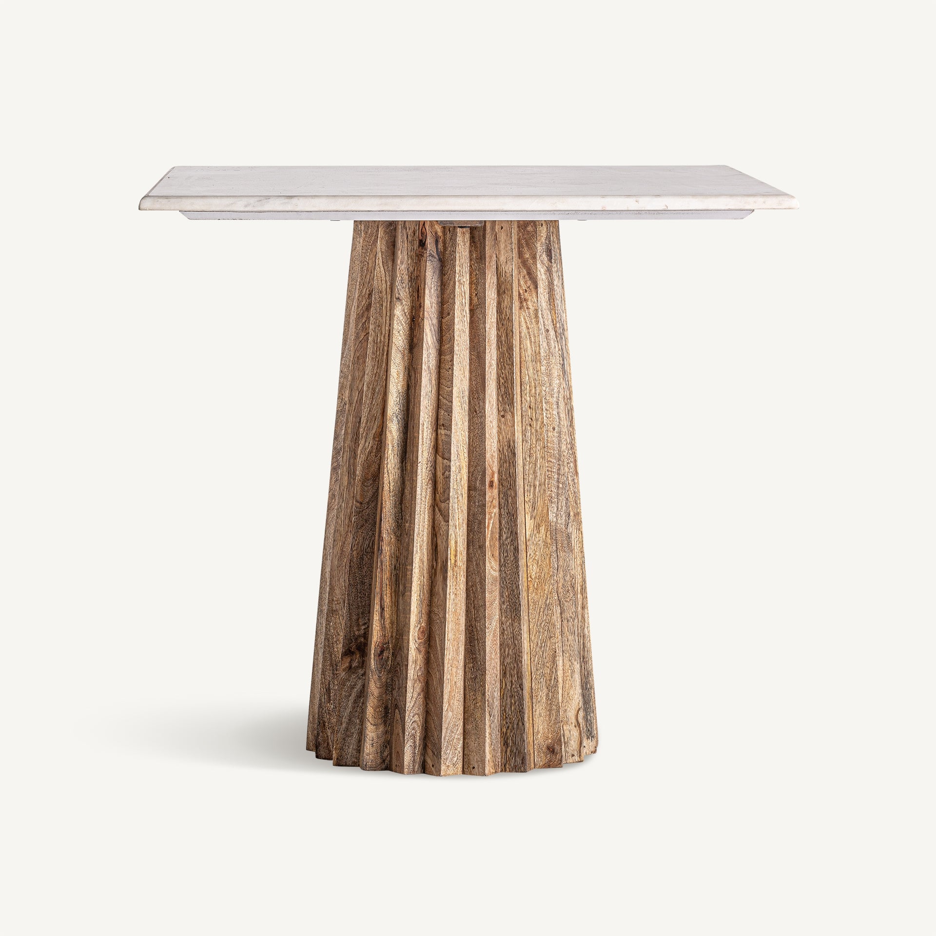 PLISSÉ Bar Table in Mango Wood with White Marble Top