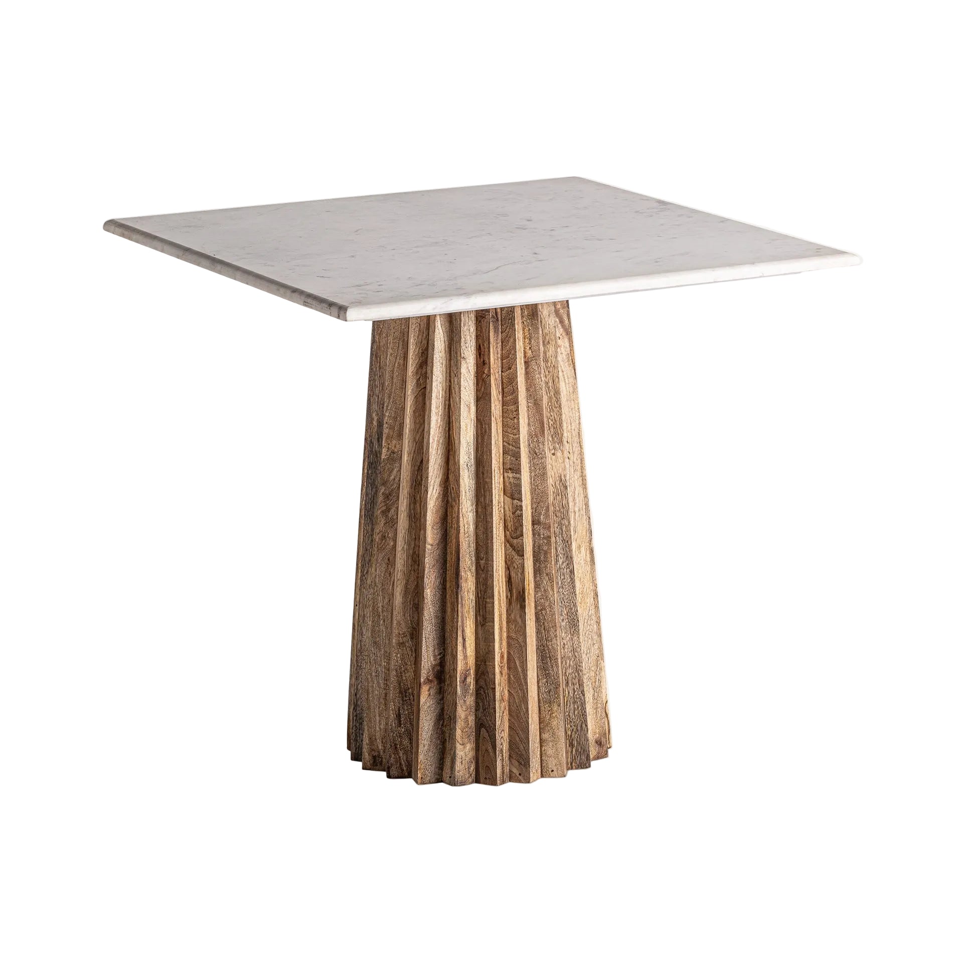 PLISSÉ Bar Table in Mango Wood with White Marble Top