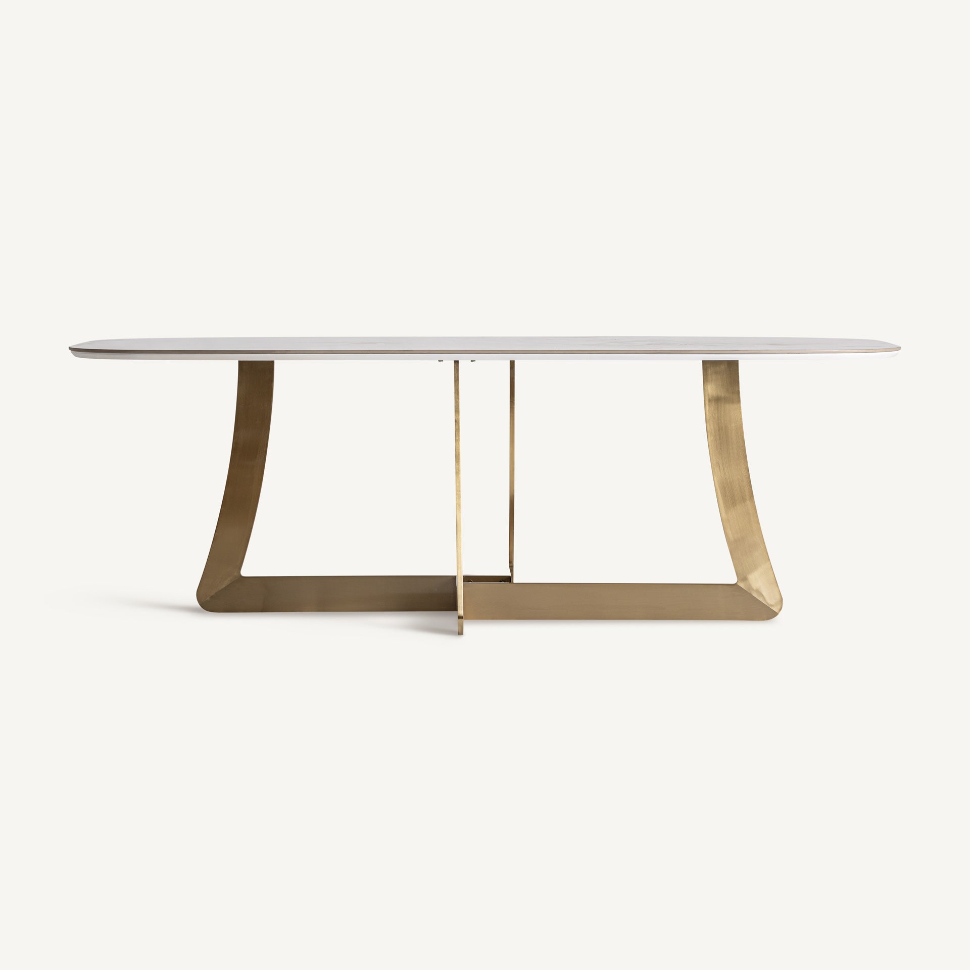 JUSSEY Table with Porcelain Top and Gold Base