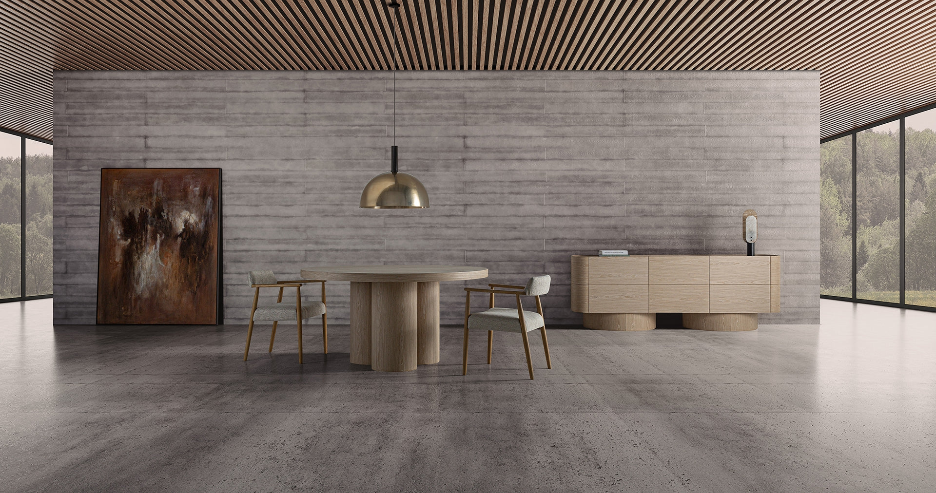 Kulatý stůl PRAYSSAC dýha z dubu