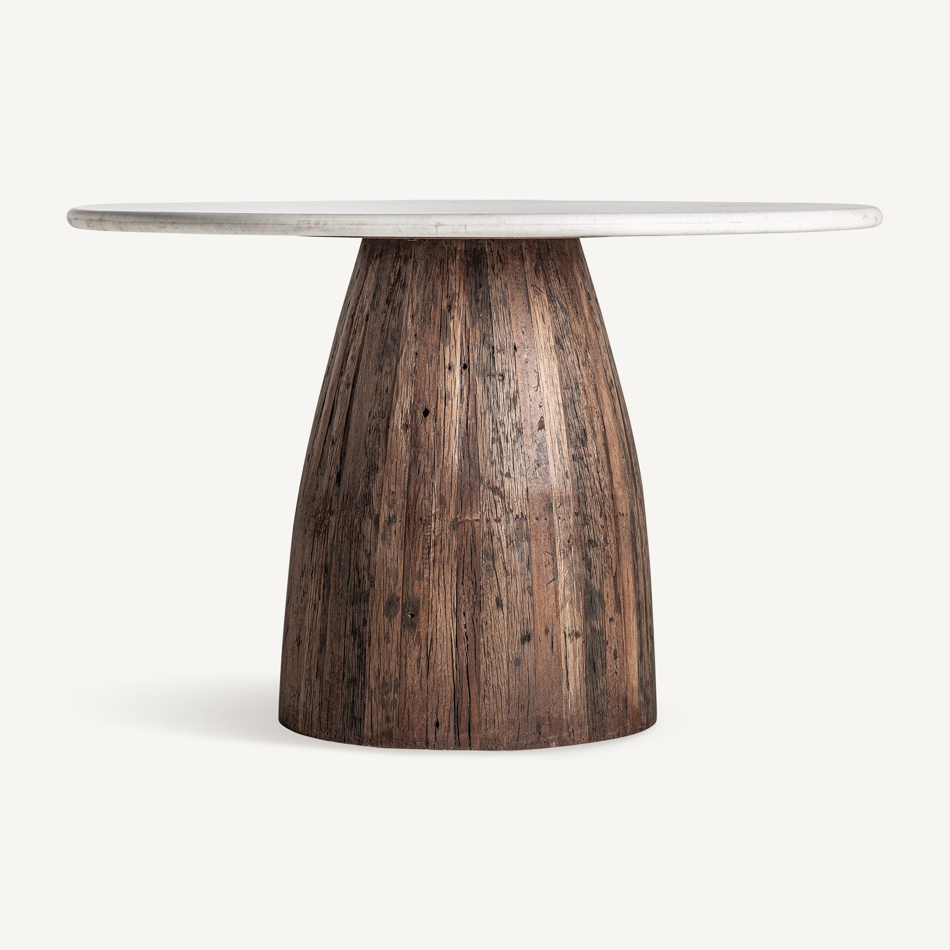 Round Table SKORUP Recycled Wood with Marble Top