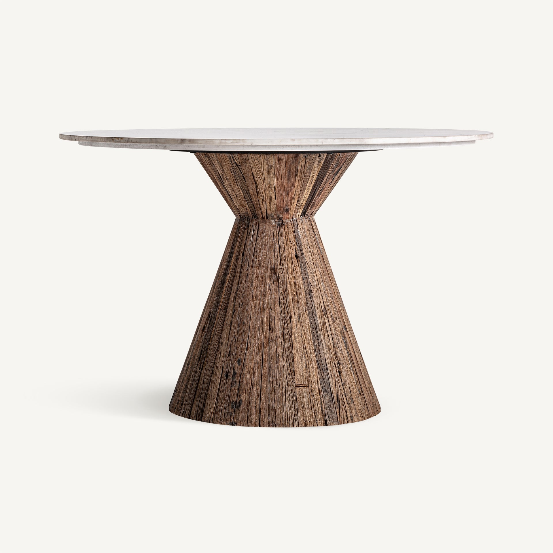 Round Table TOIGNE Tropical Wood with Marble Top