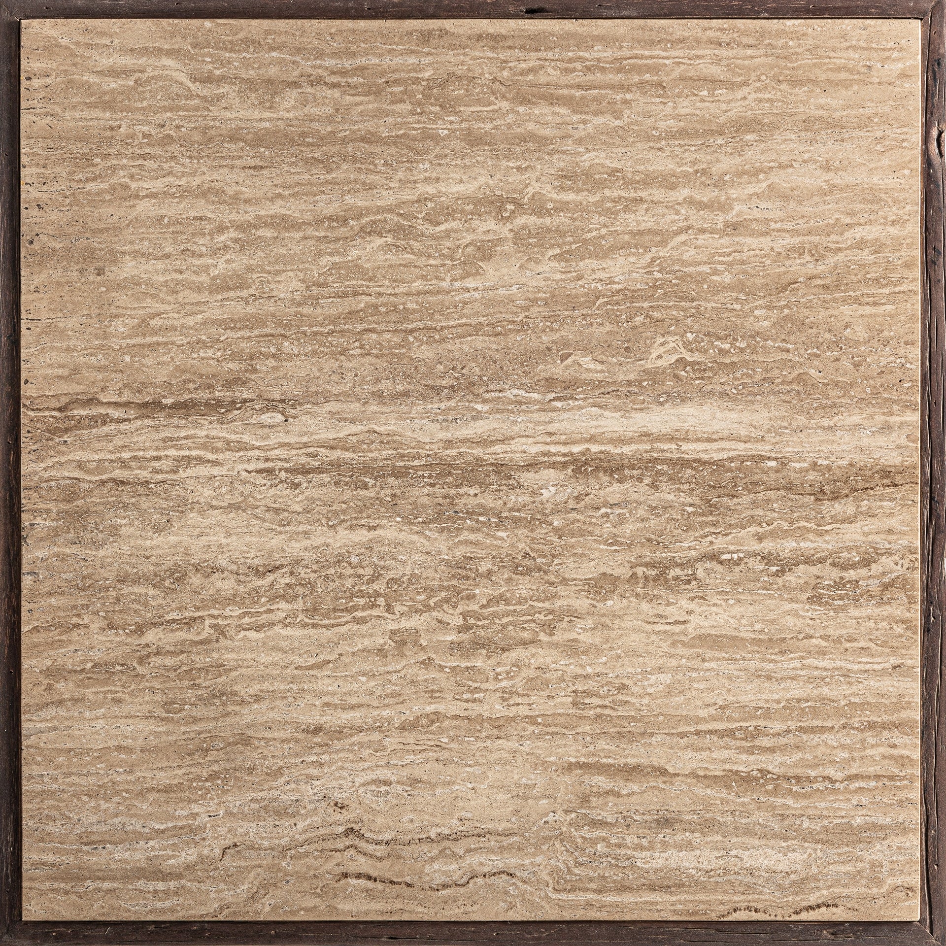 MERKEM Coffee Table made of Recycled Wood with a Travertine Top