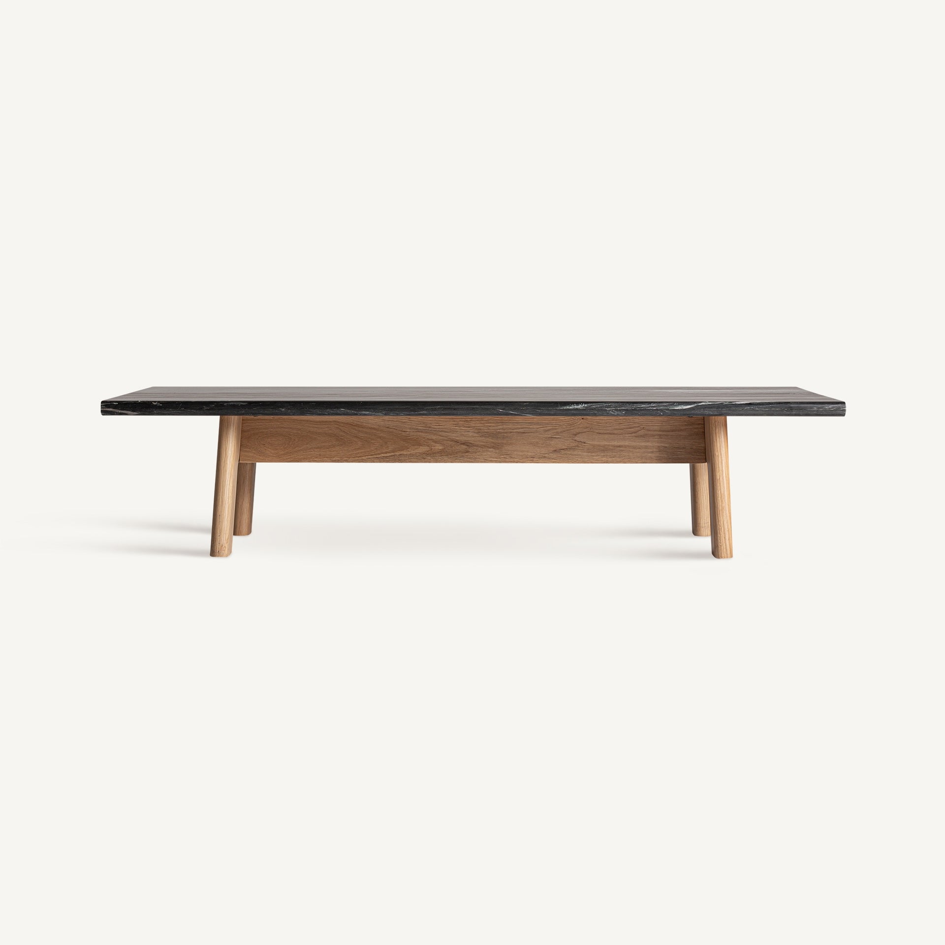NARA Coffee Table in Oak Wood with Black Marble Top