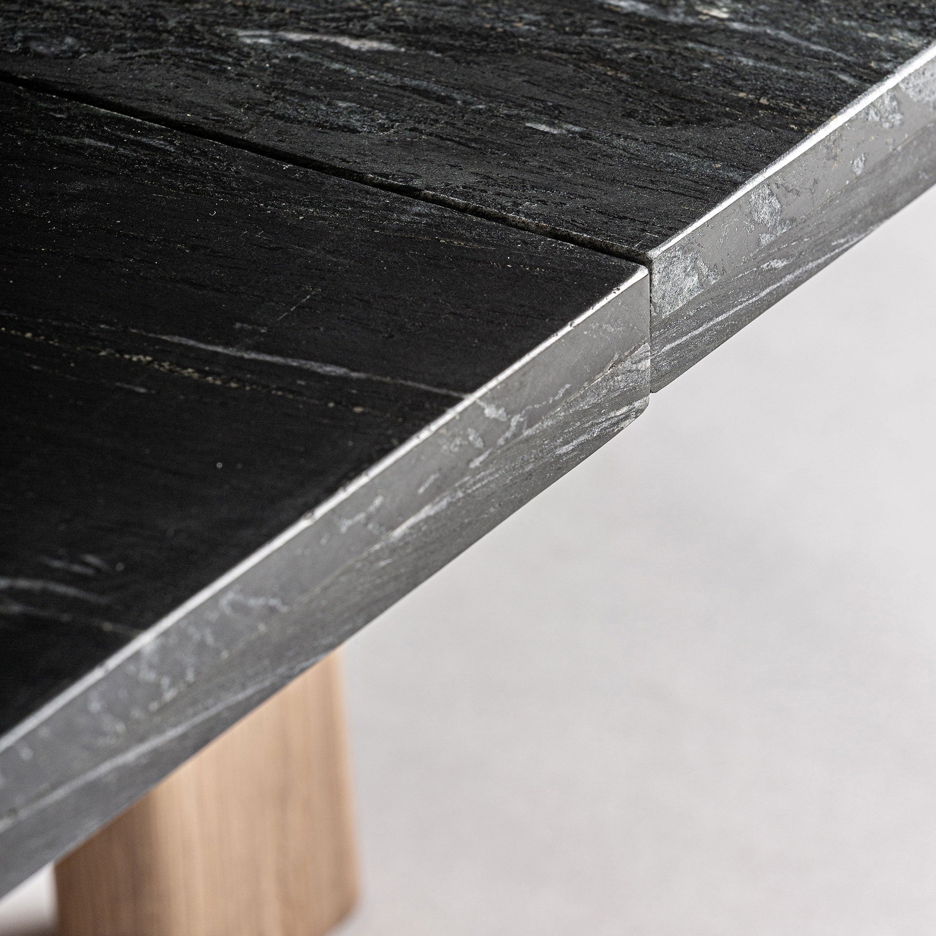 NARA Coffee Table in Oak Wood with Black Marble Top