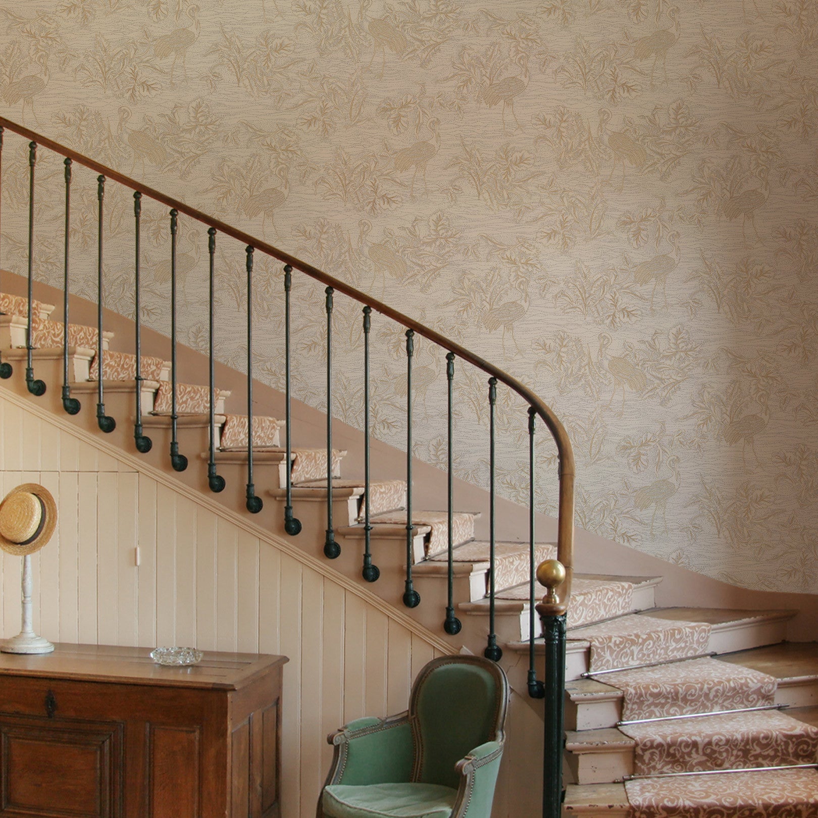 Strukturovaná tapeta s rostlinným a zvířecím motivem MIRADOR - BLANC bílá