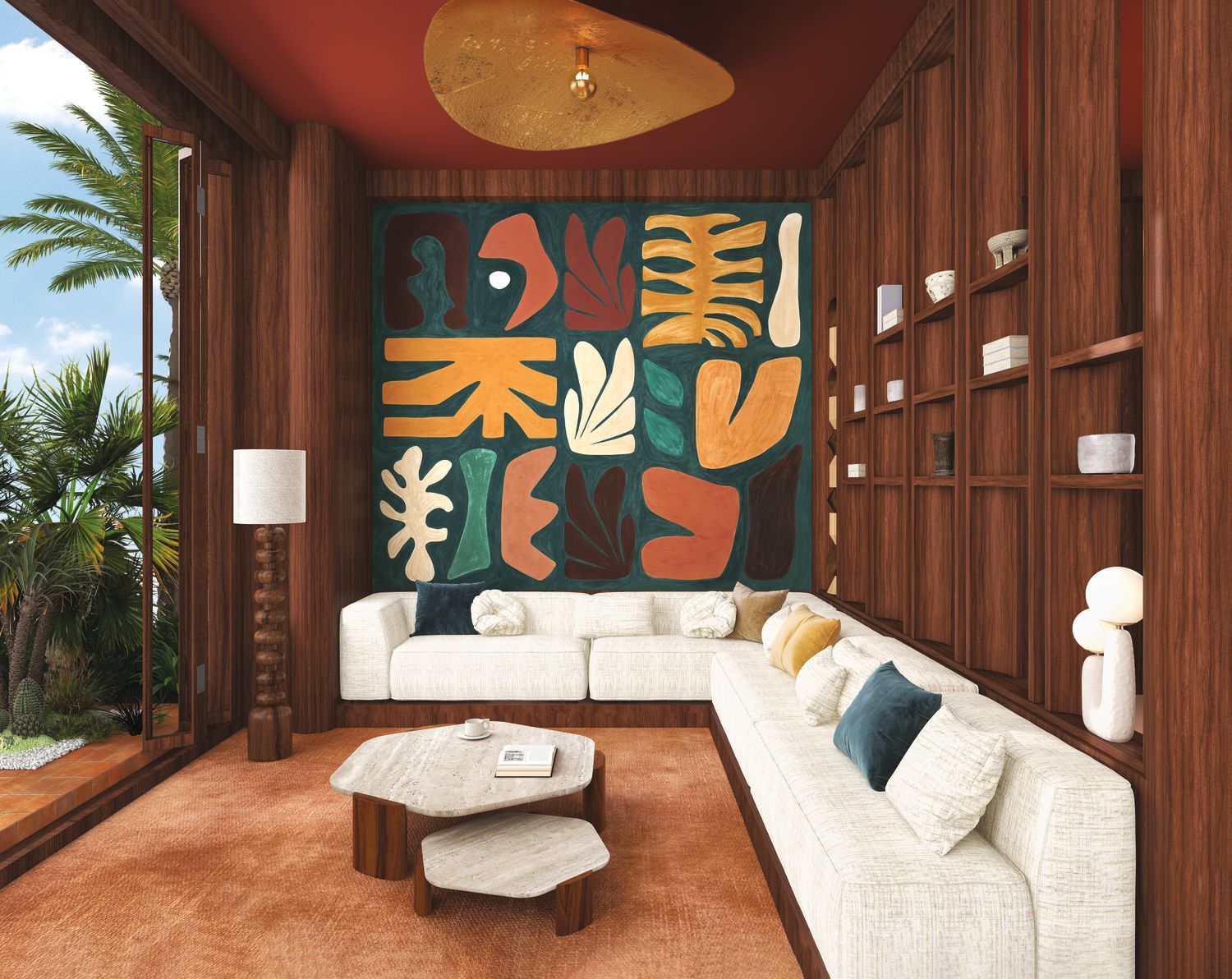 Mural with Abstract Pattern JORGE Green