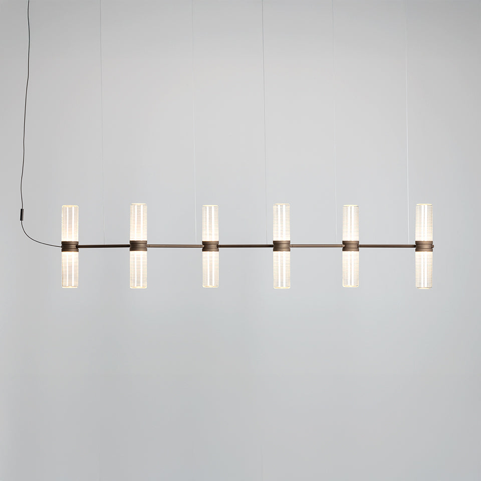 ZEPHYR LINEAR pendant lamp transparent with brown finish