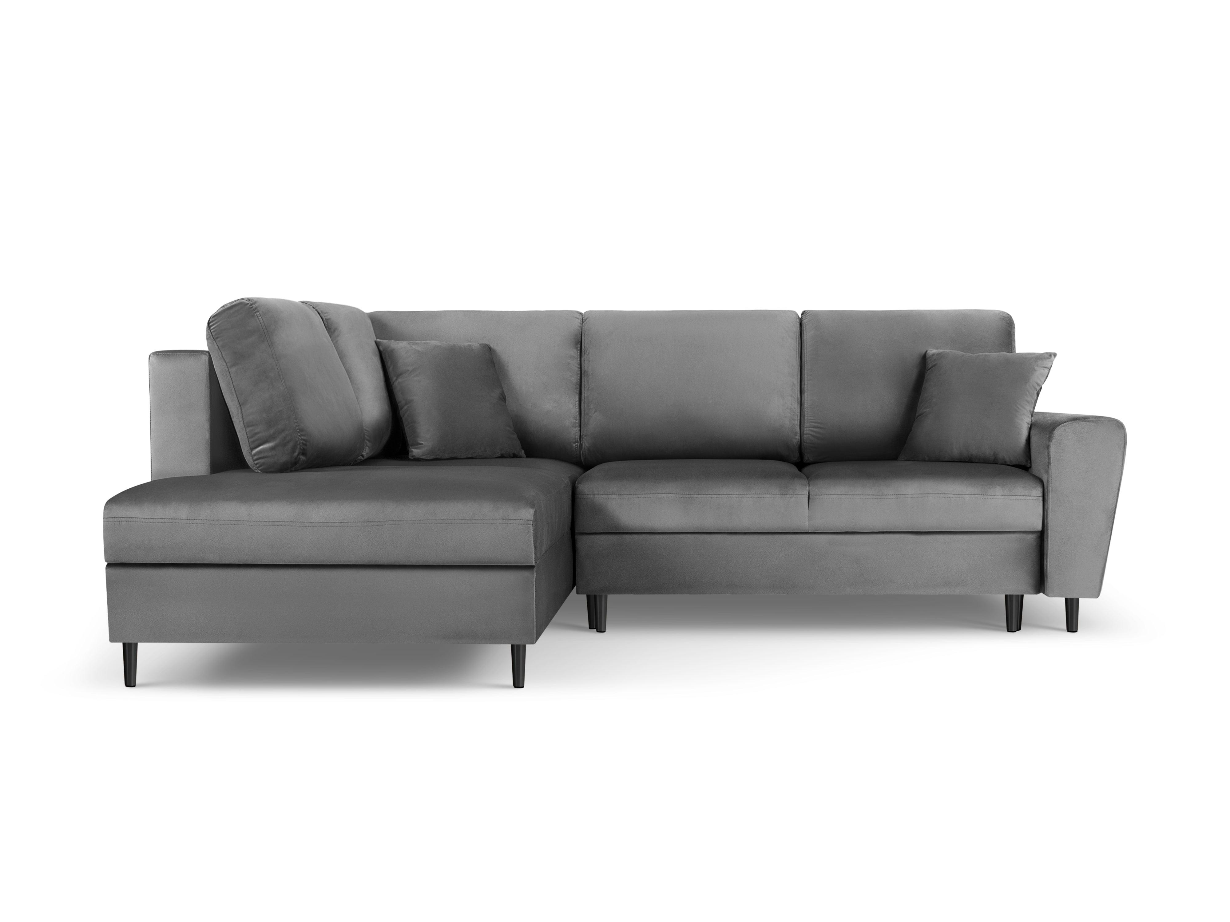 Narożnik 5-osobowy lewostronny z funkcją spania KYOTO jasnoszary z czarną podstawą Cosmopolitan Design    Eye on Design