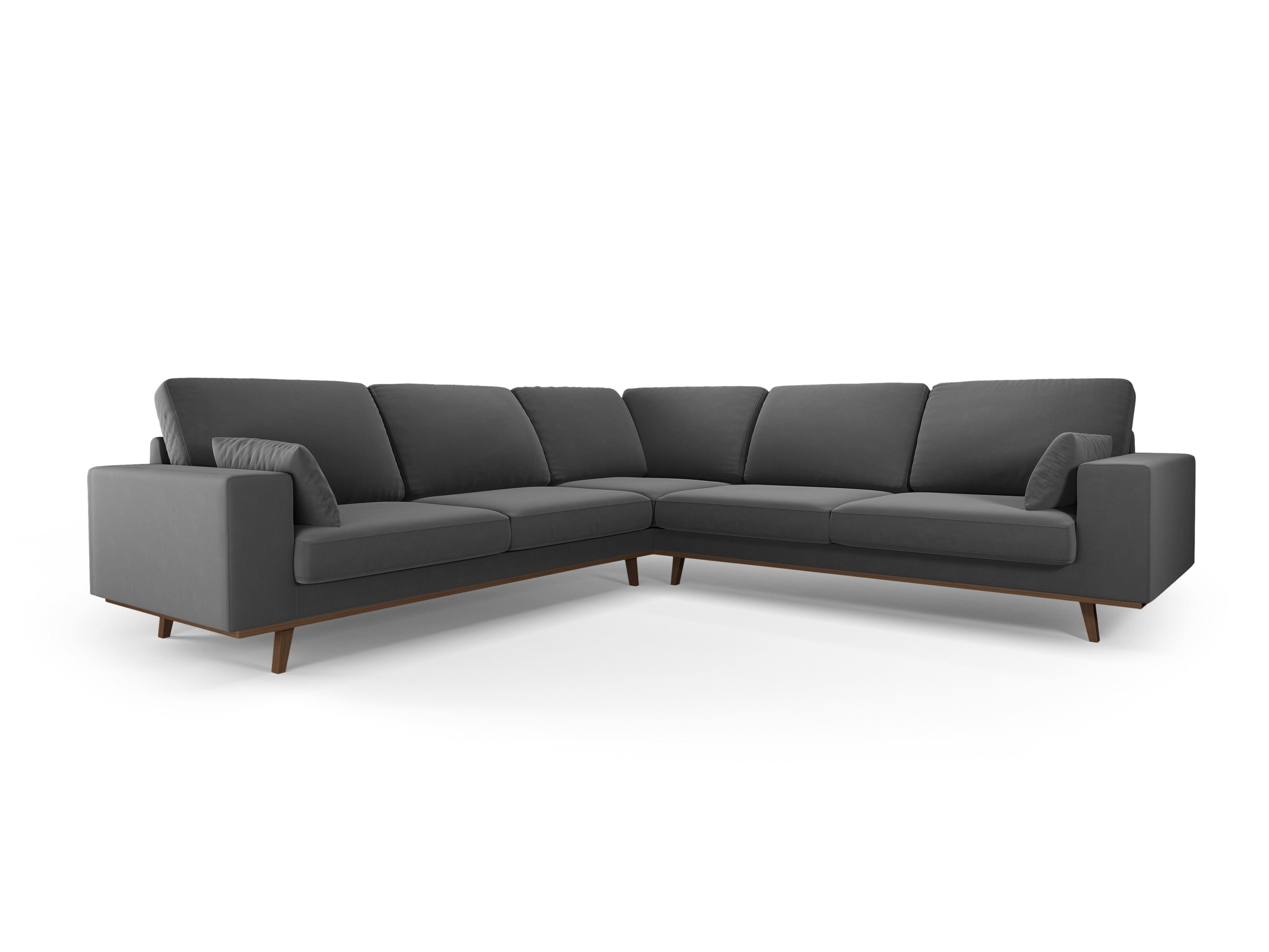 Narożnik aksamitny 5-osobowy symetryczny HEBE ciemnoszary Mazzini Sofas    Eye on Design