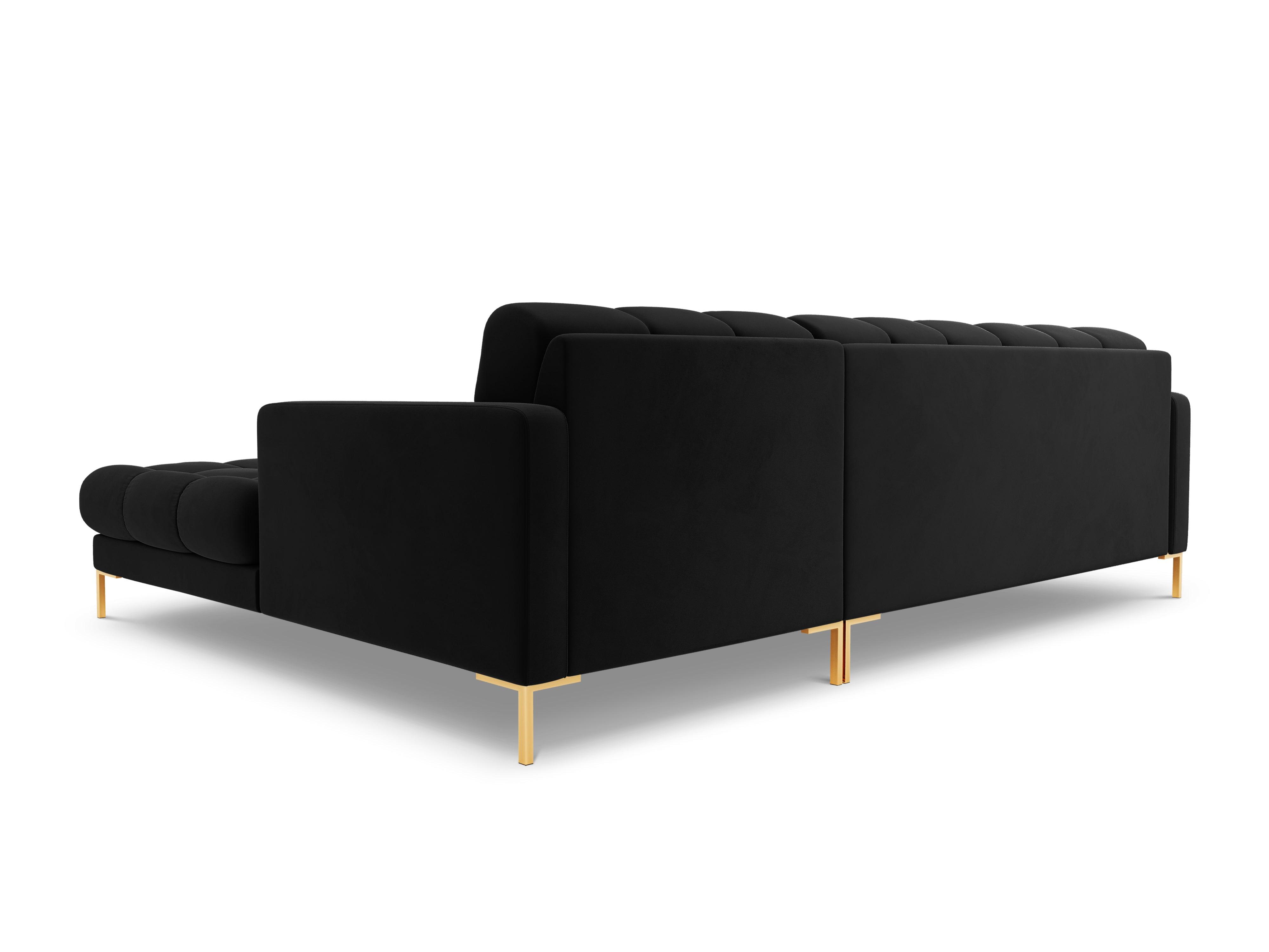 Narożnik aksamitny prawostronny BALI czarny ze złotą podstawą Cosmopolitan Design    Eye on Design