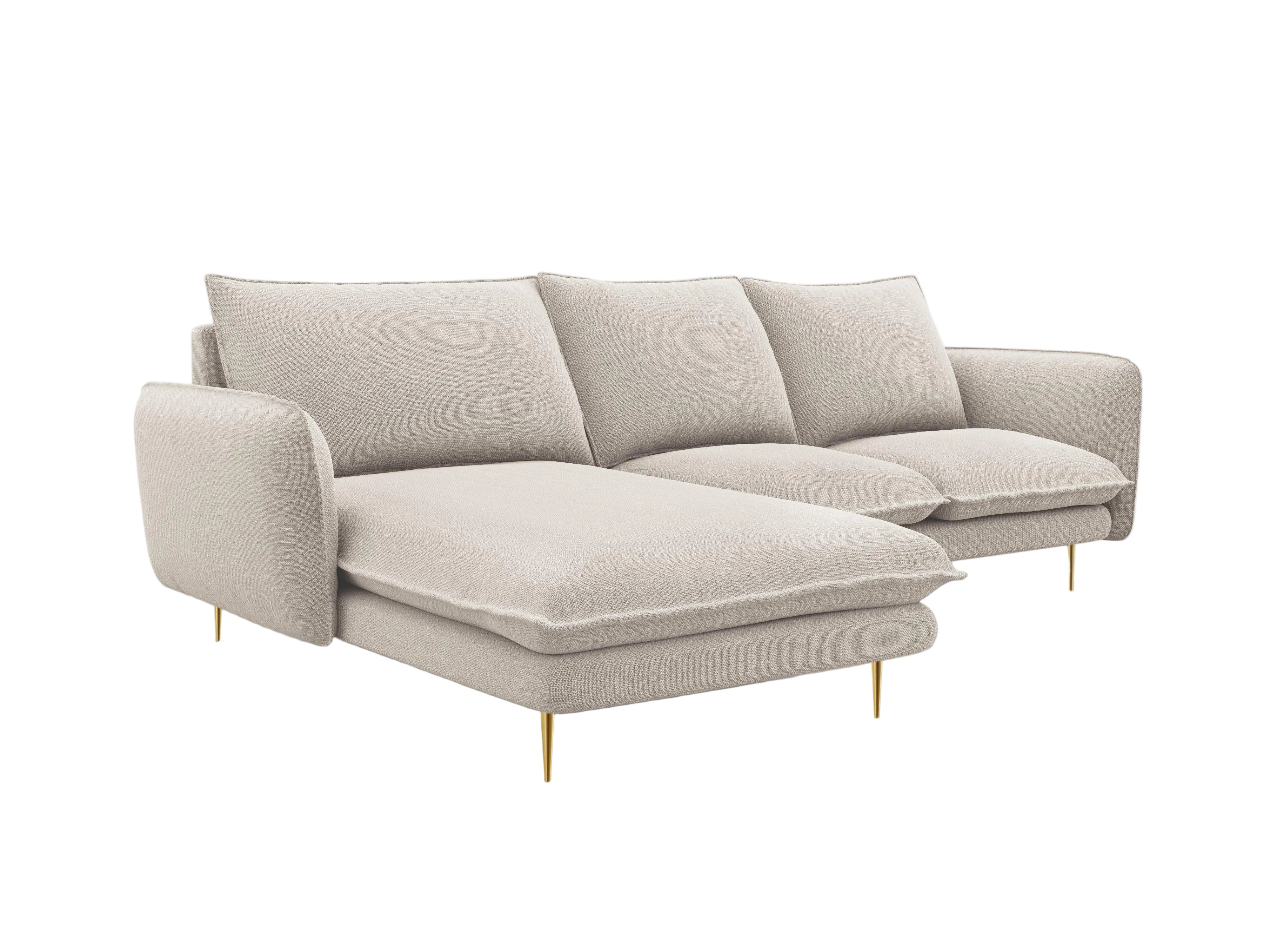 Narożnik lewostronny VIENNA piaskowy ze złotą podstawą Cosmopolitan Design    Eye on Design