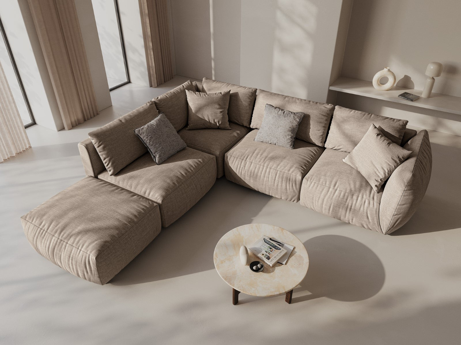 Sofa modułowa CHRIS - element narożny piaskowy szenil