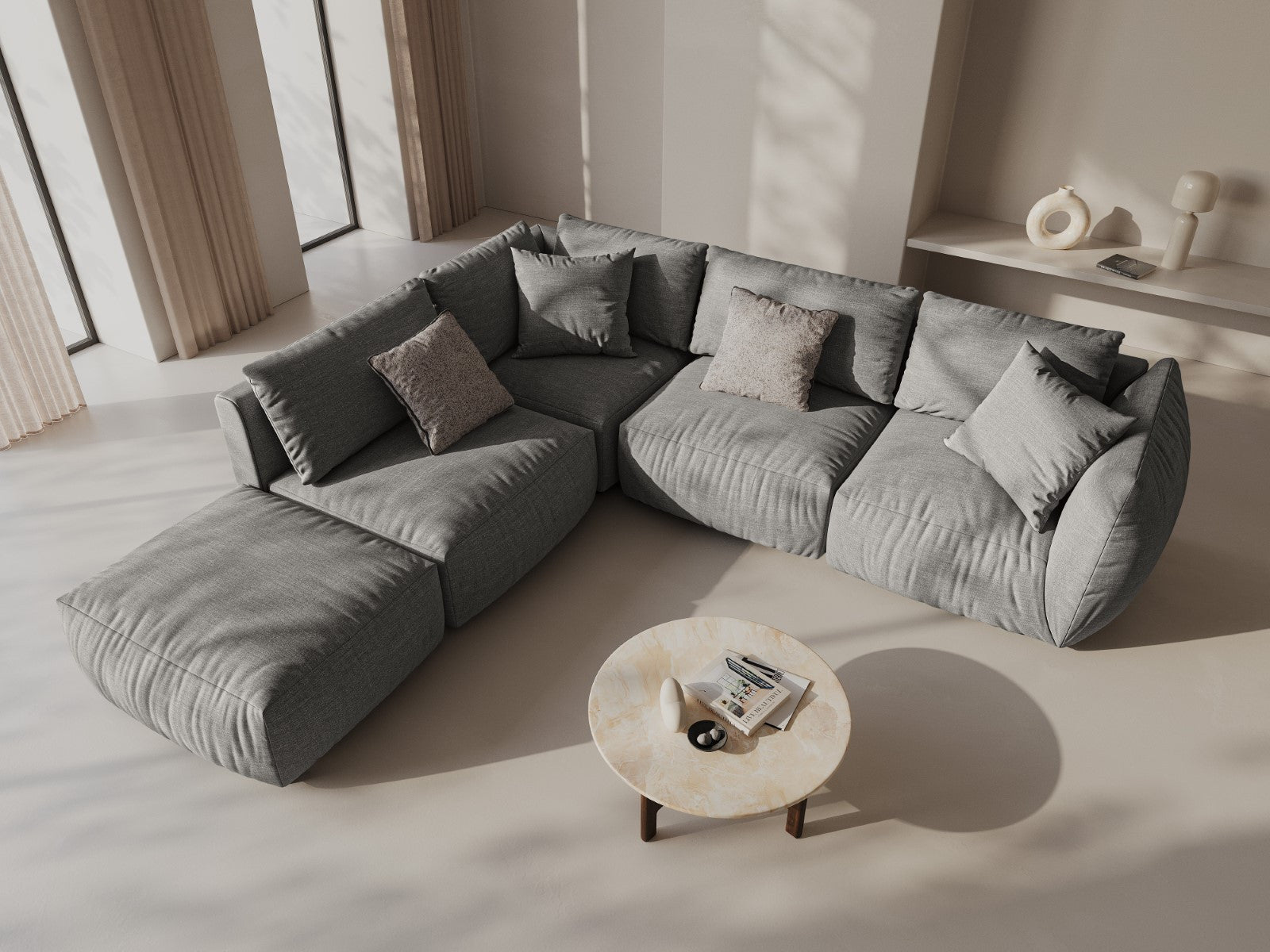 CHRIS modular sofa - gray chenille corner element