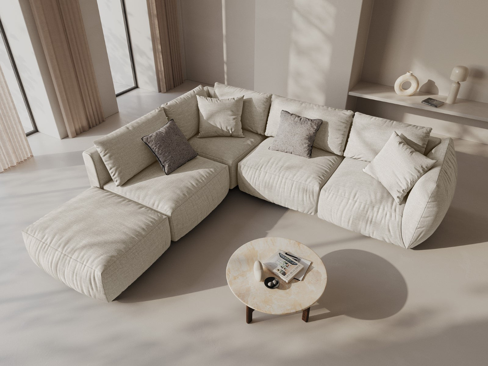 CHRIS Modular Sofa - Cream Chenille Corner Element