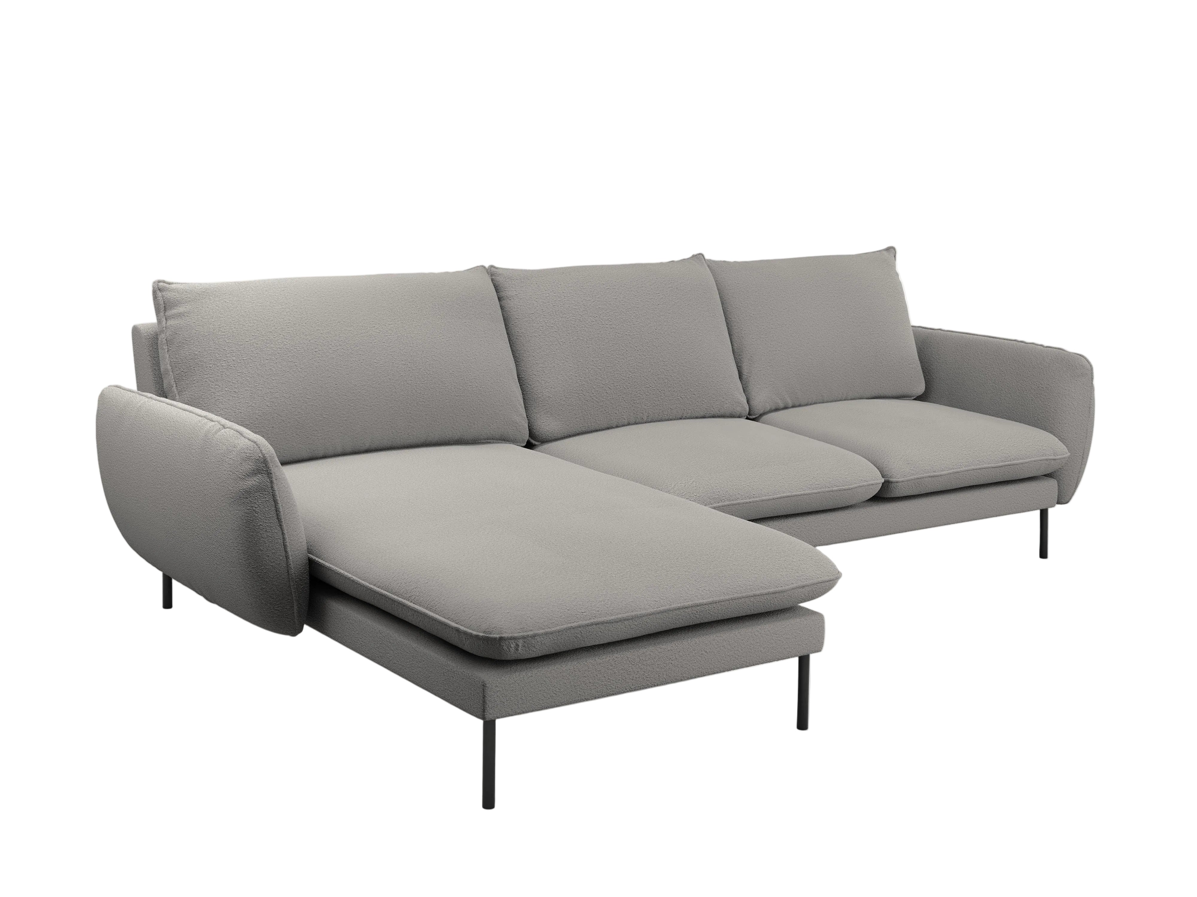 Narożnik w tkaninie boucle lewostronny VIENNA szary z czarną podstawą Cosmopolitan Design    Eye on Design