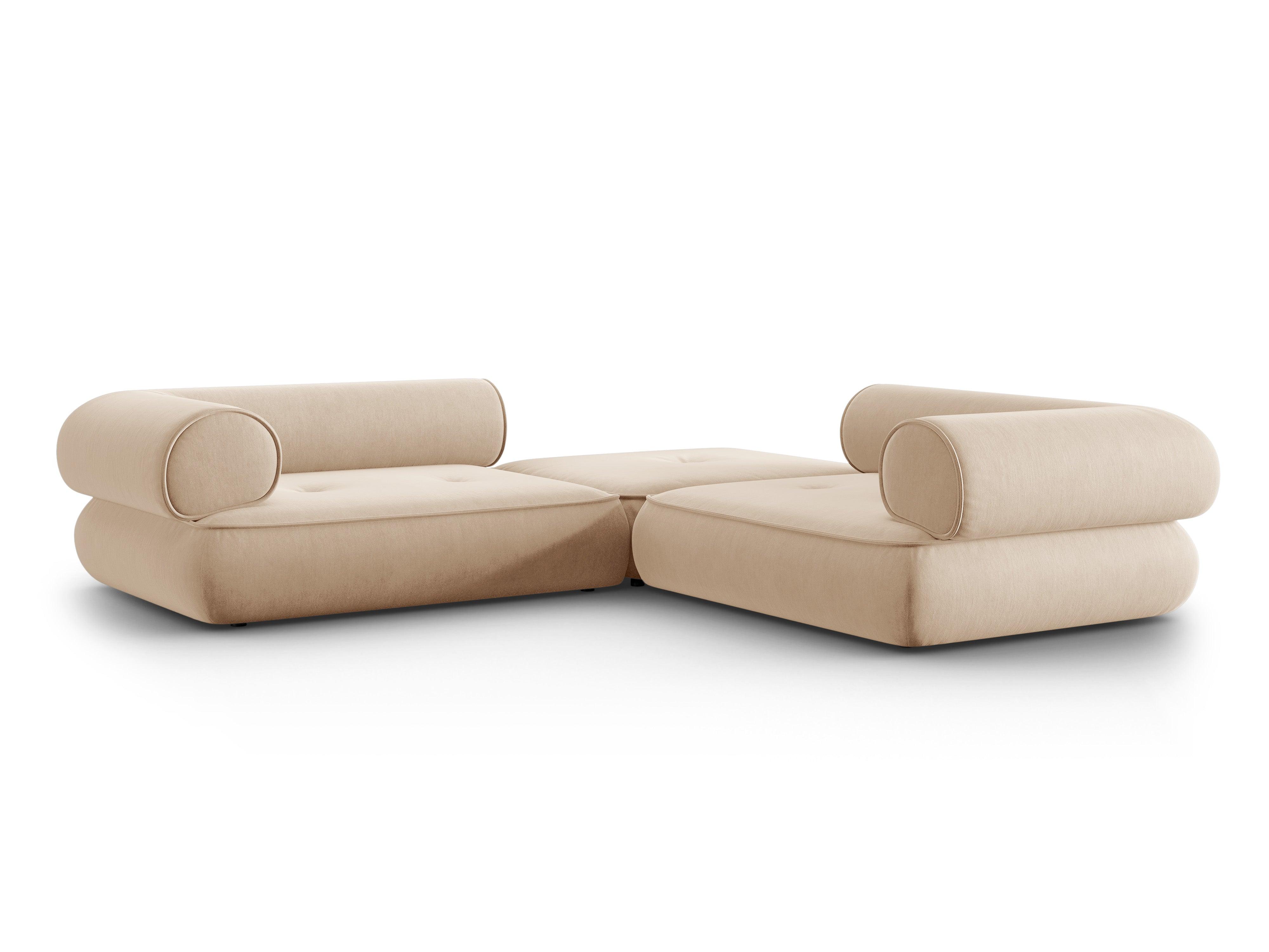 Narożnik w tkaninie szenilowej symetryczny otwarty LILY beżowy Maison Heritage    Eye on Design