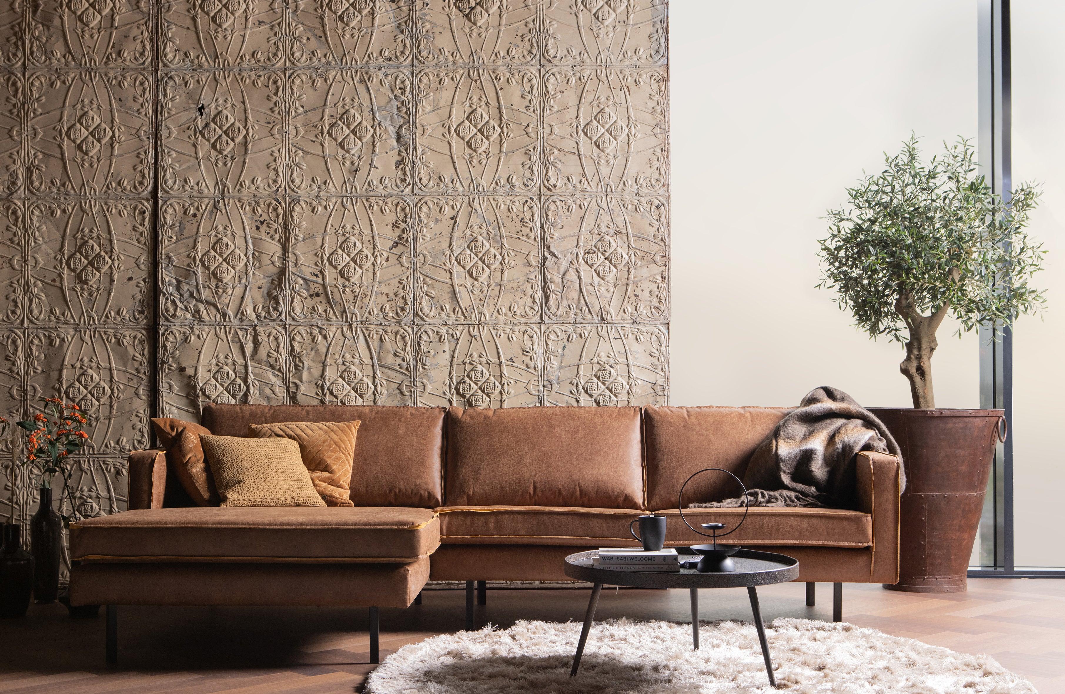 Pravostranný rohový gauč RODEO béžový bouclé