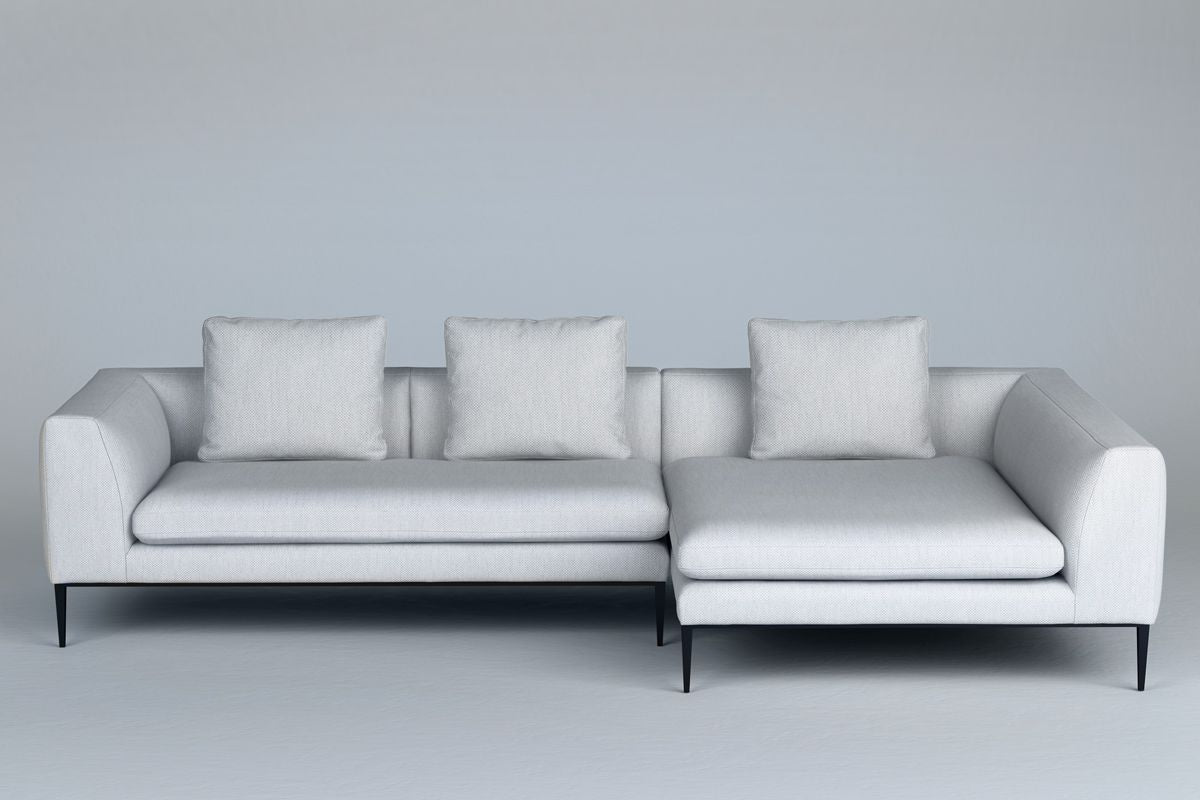 4-Seater Right-Hand Corner Sofa NASH Upholstered with Black Base