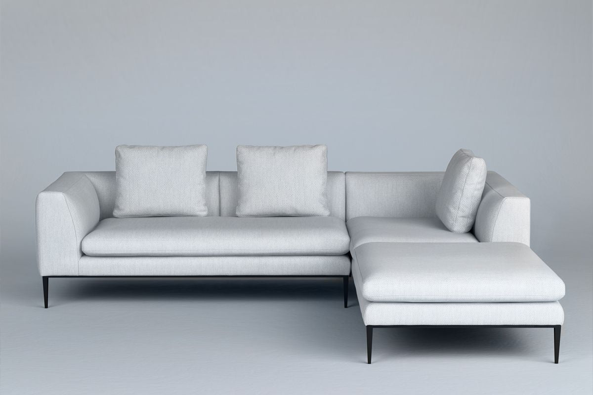 4-Seater Right-Hand Corner Sofa NASH Upholstered with Black Base