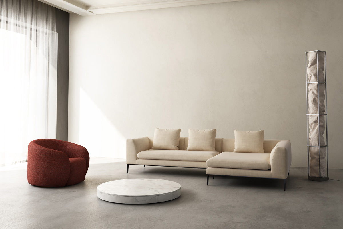 4-Seater Right-Hand Corner Sofa NASH Upholstered with Black Base