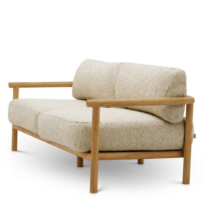 OMBRA Cream Outdoor Sofa with Wooden Base