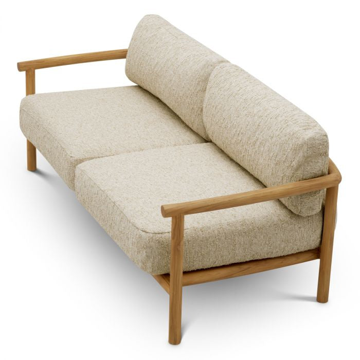 OMBRA Cream Outdoor Sofa with Wooden Base