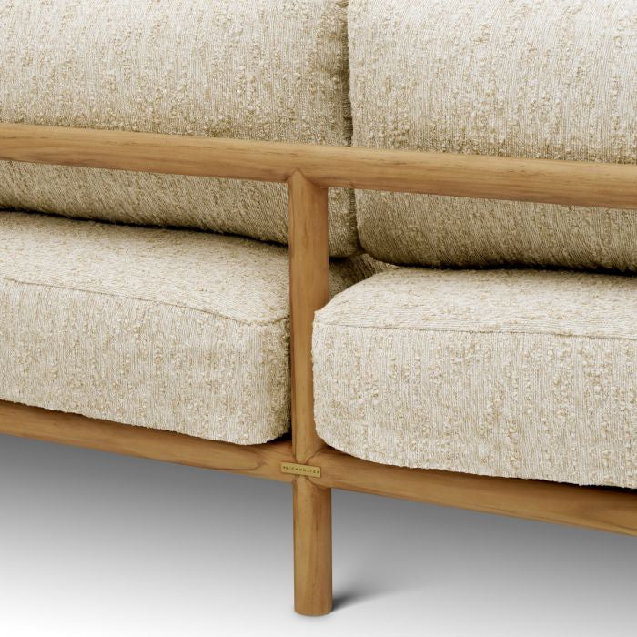 OMBRA Cream Outdoor Sofa with Wooden Base