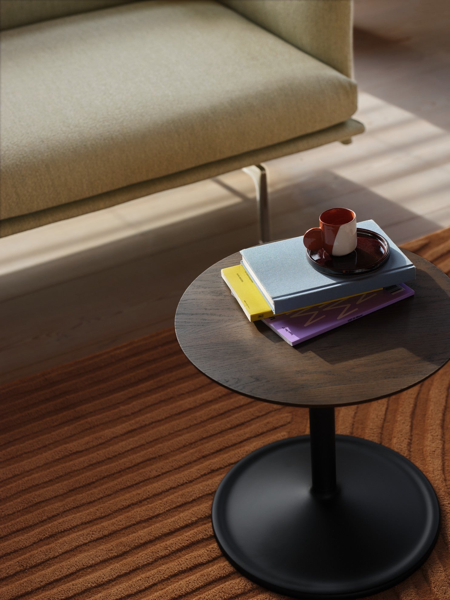 SOFT Side Table dark oak wood with black base
