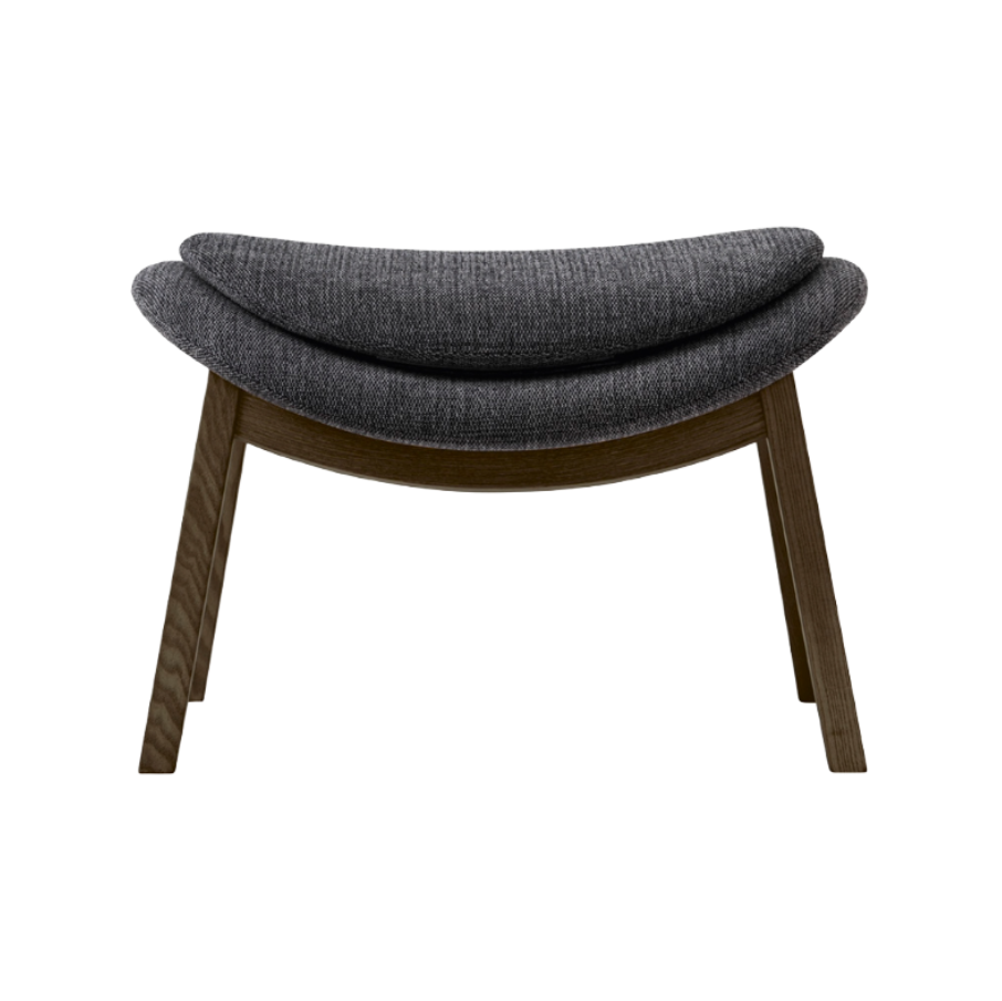 Podnožník LAZY čalouněný s tmavým dřevěným podstavcem