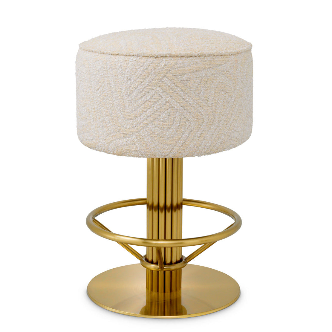 Stołek CARLETON kremowy ze złotą podstawą