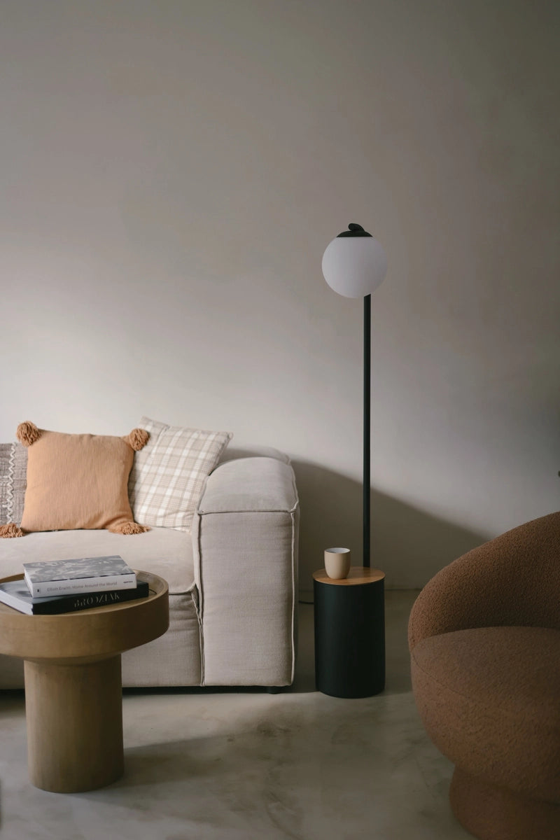 BOTANICA DECO XL black floor lamp with table